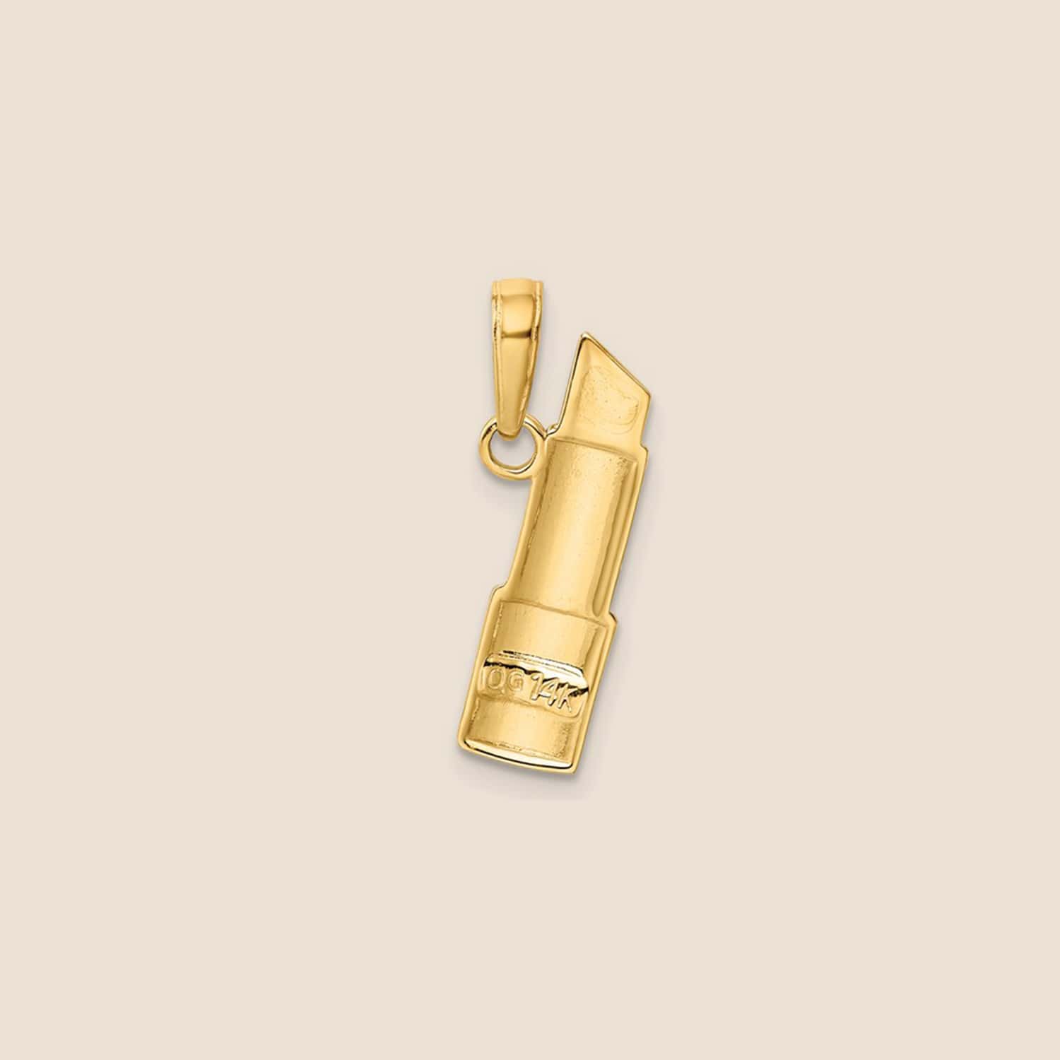 14K Yellow Gold Lipstick Charm - Image 3