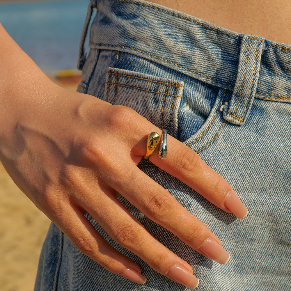 18K Gold-Plated Adjustable Ring - Image 2