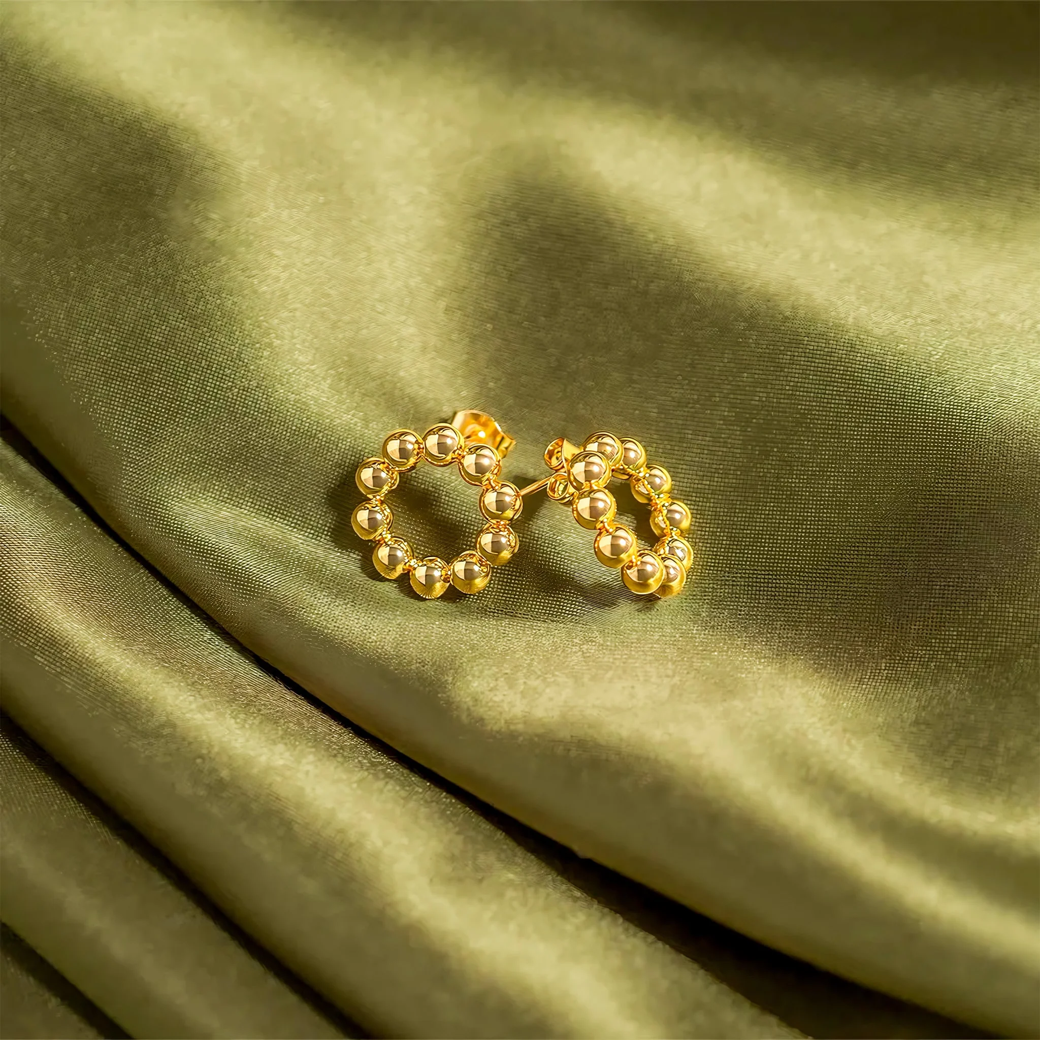 18K Gold PVD Circle Ball Stud Earrings - Image 3