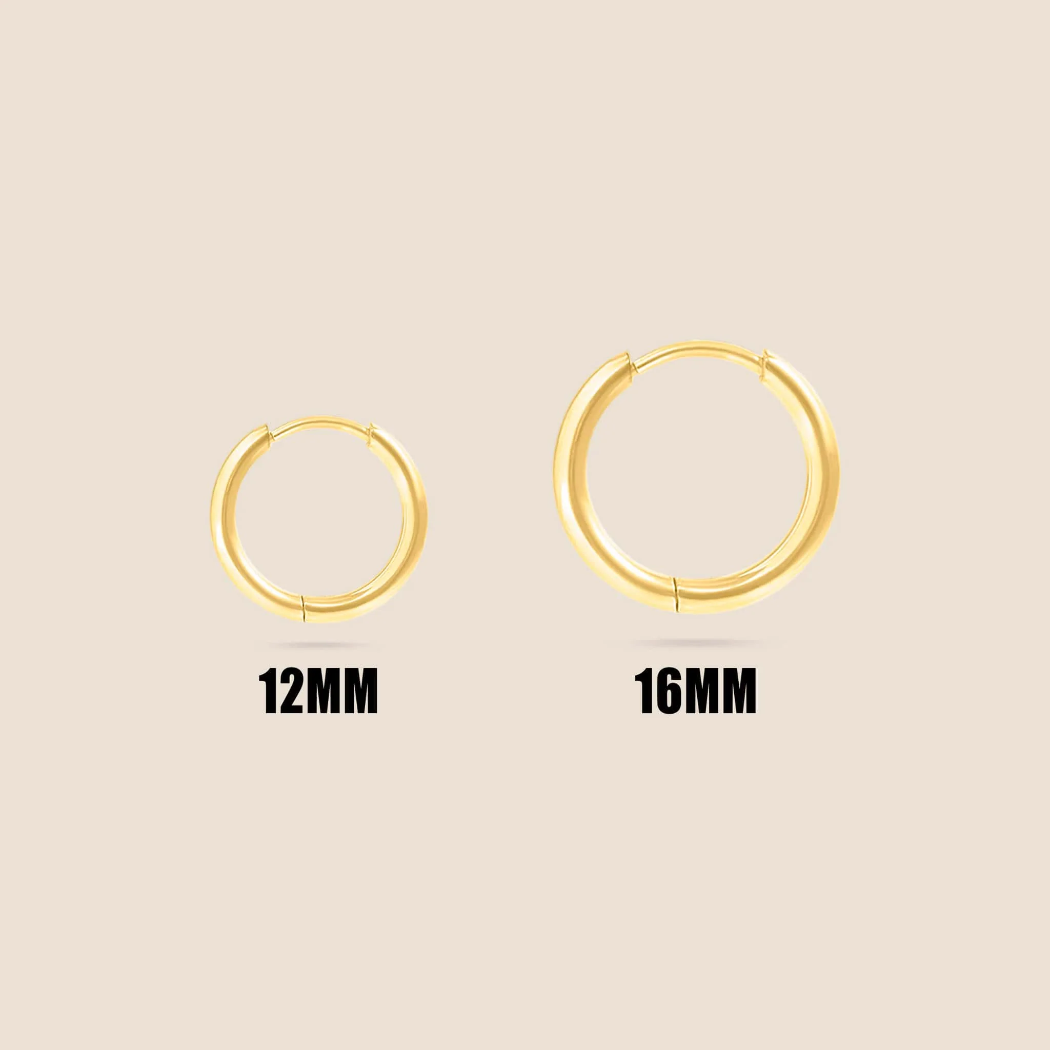 18K Gold PVD Classic Hoop Huggie Earrings - Image 2