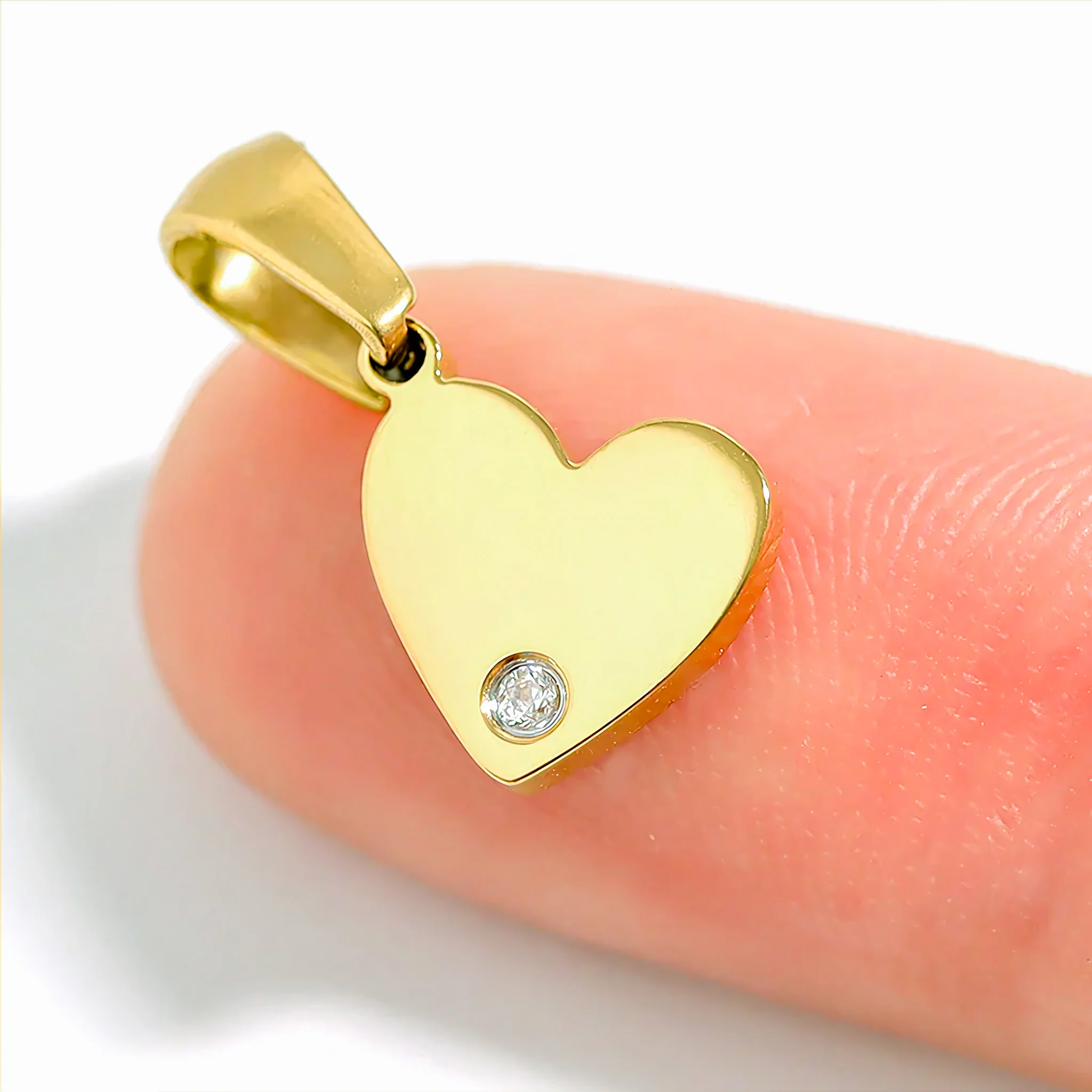 18K Gold PVD CZ Accent Heart Charm - Image 3