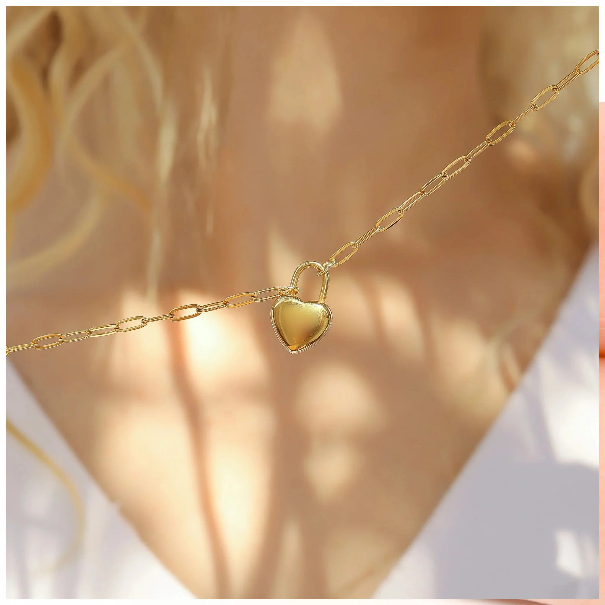 18K Gold PVD Heart Padlock Charm - Image 2