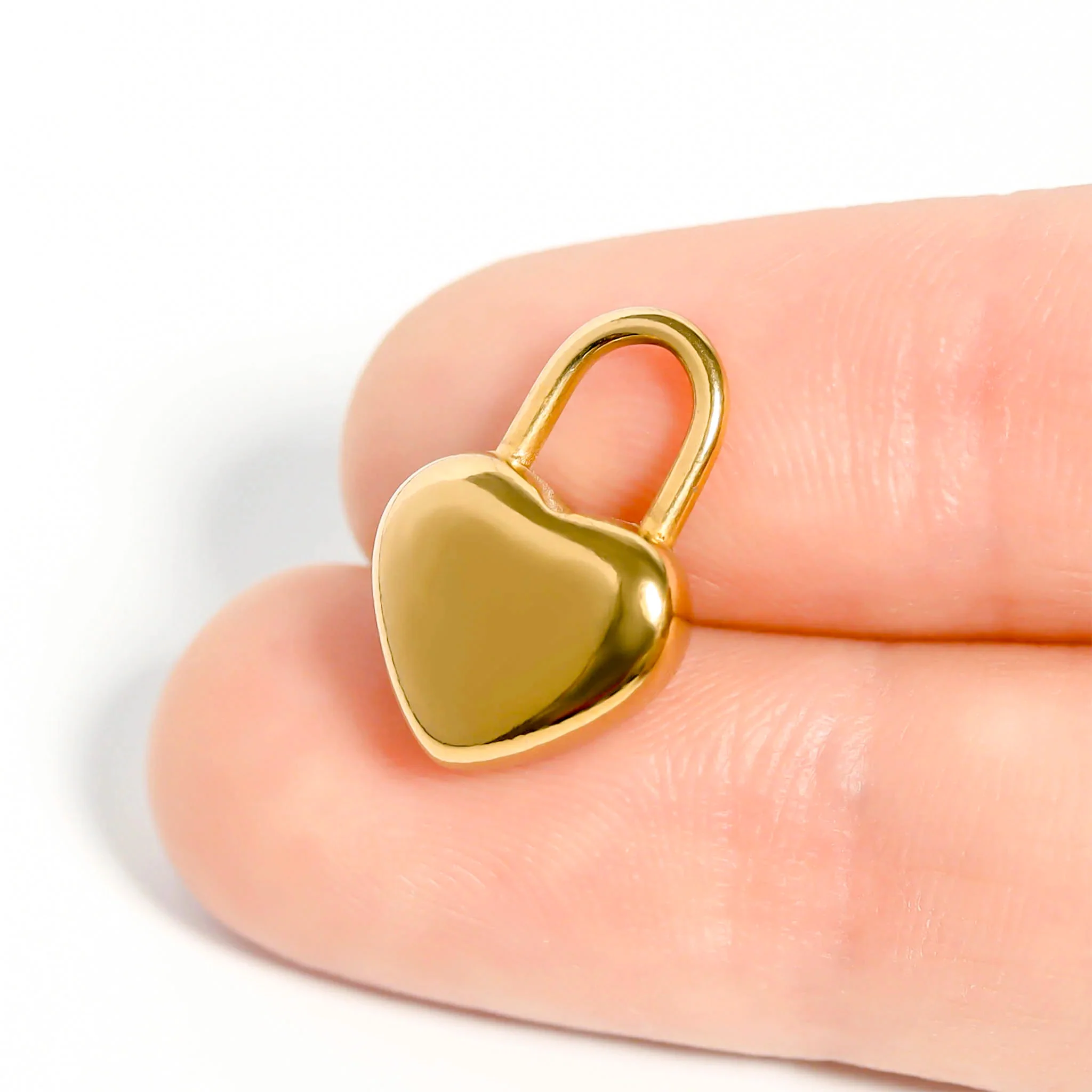 18K Gold PVD Heart Padlock Charm - Image 3