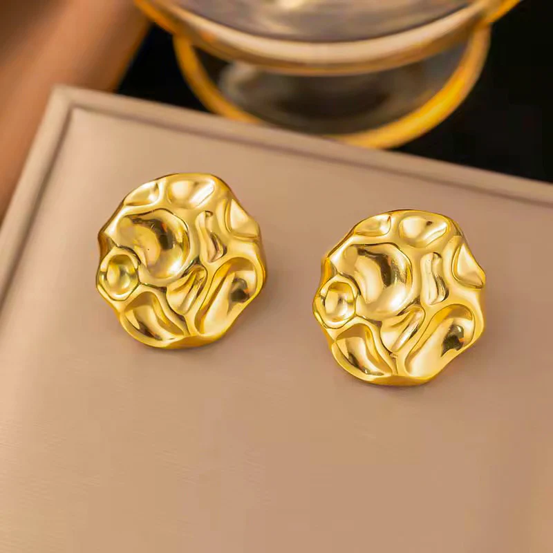 18K Gold PVD Molten Stud Earrings - Image 2