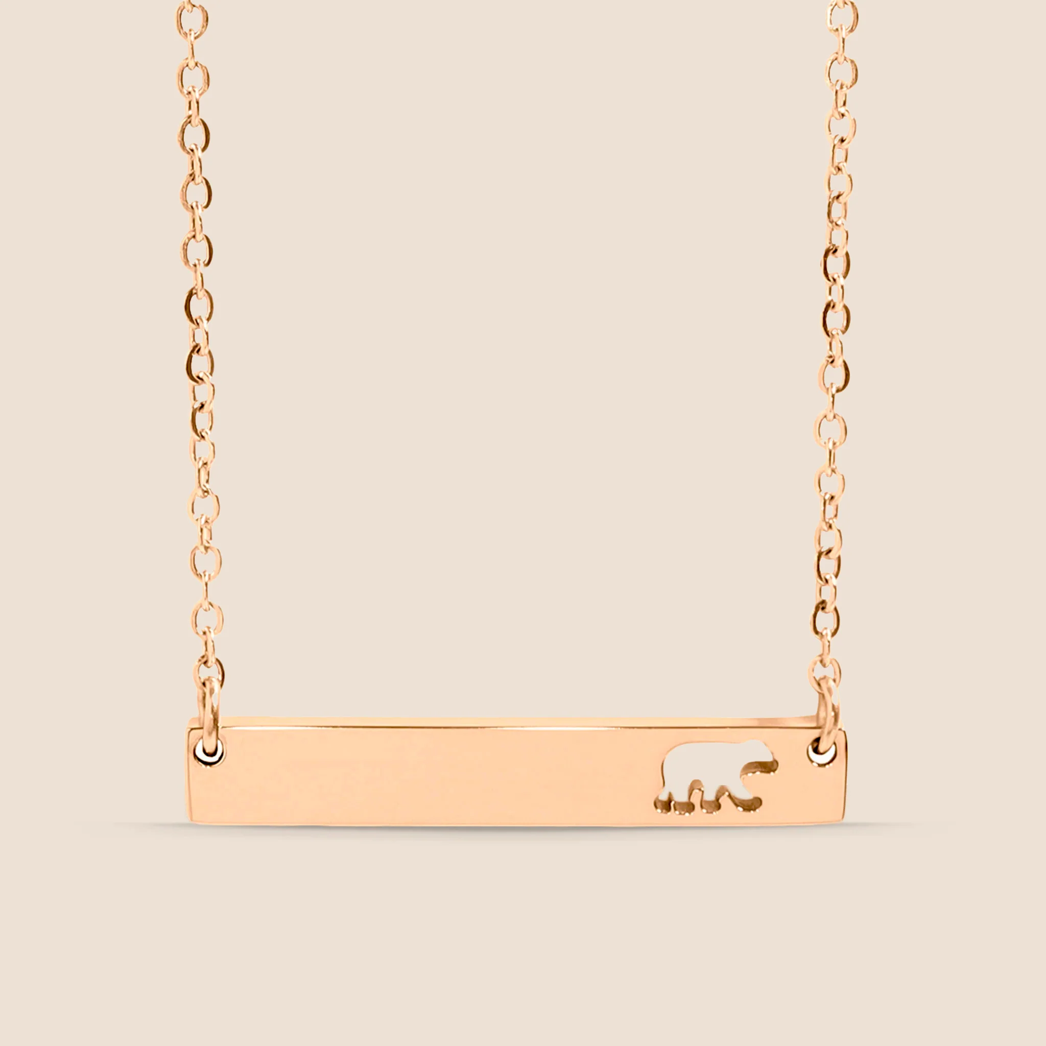 18K Gold PVD Mama Bear Horizontal Bar Necklace - Image 7