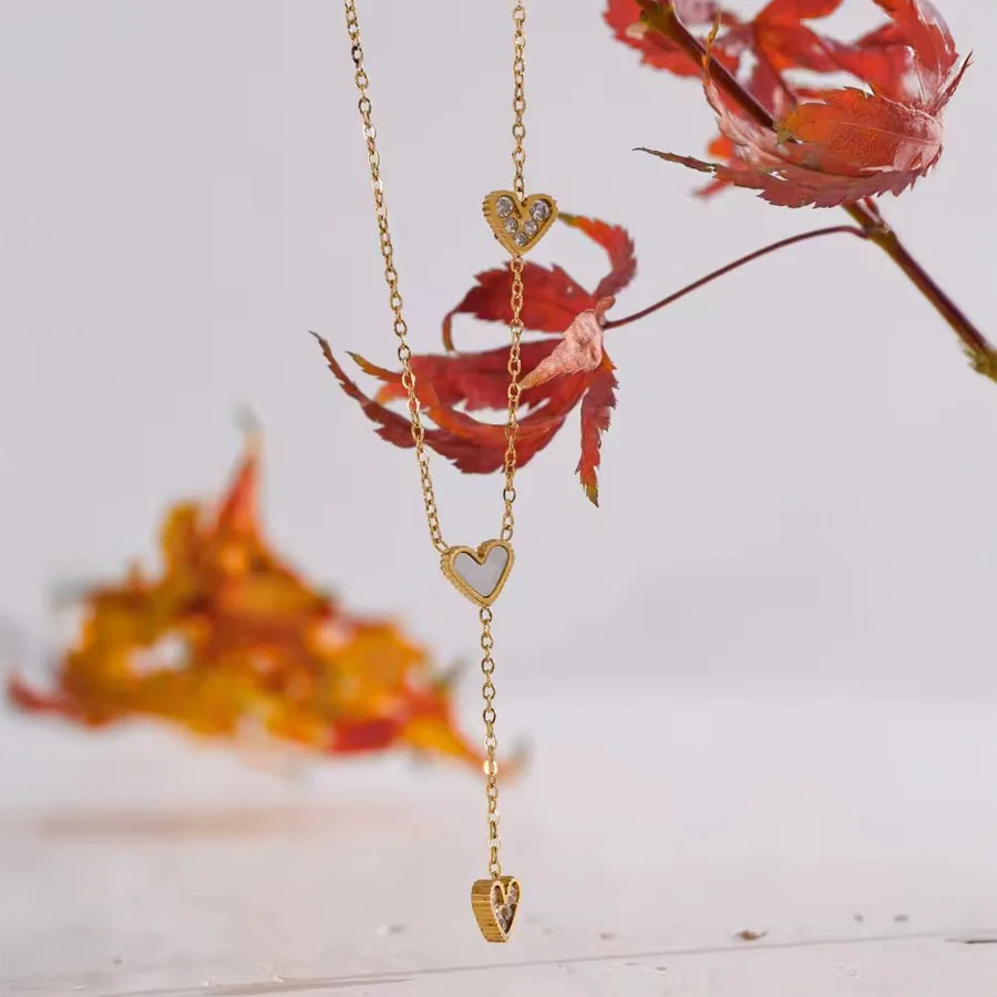18K Gold PVD Sweetheart Necklace w/ Zirconia Heart - Image 4