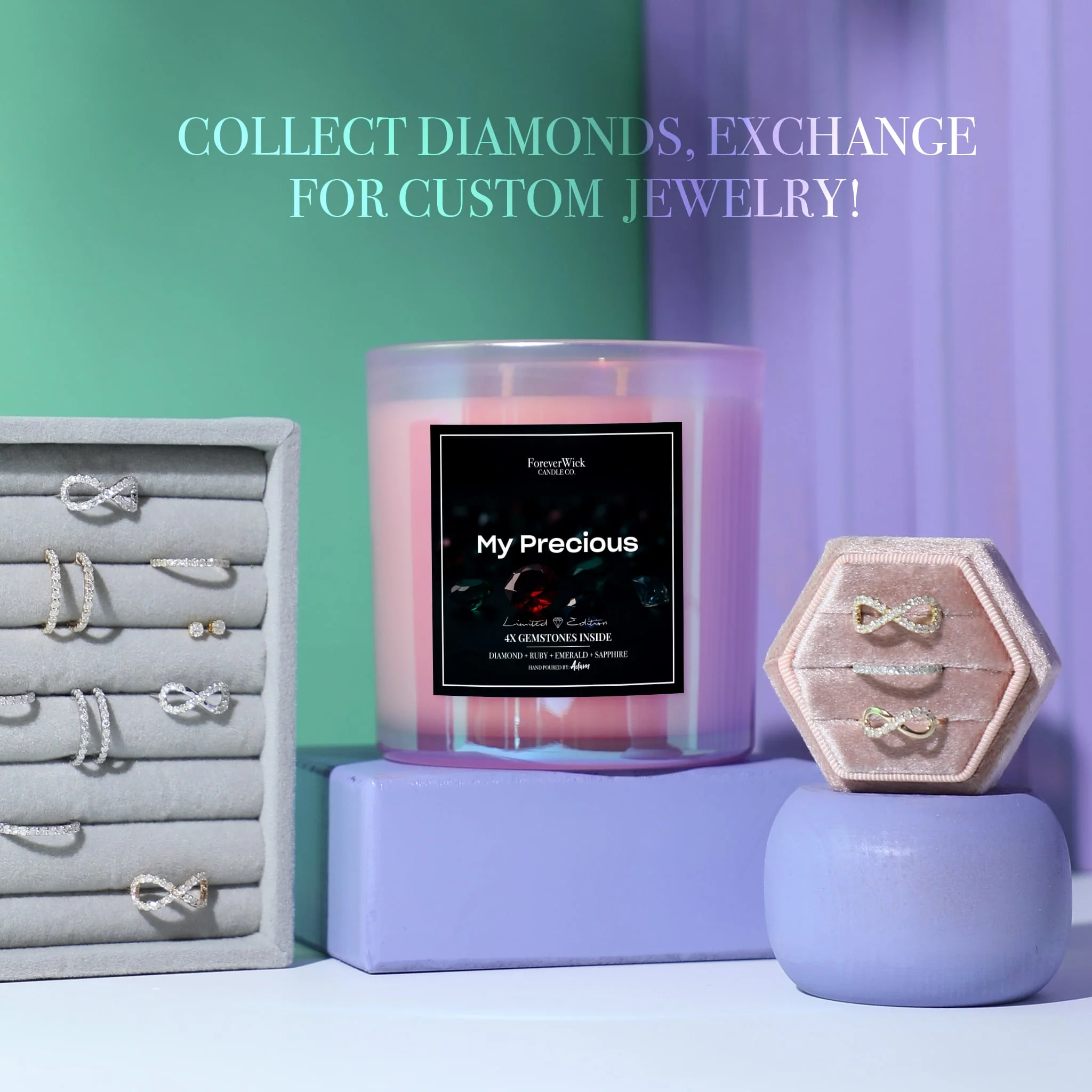 4x Gemtone Candle  (Sapphire + Emerald + Ruby + Diamond) - Image 4