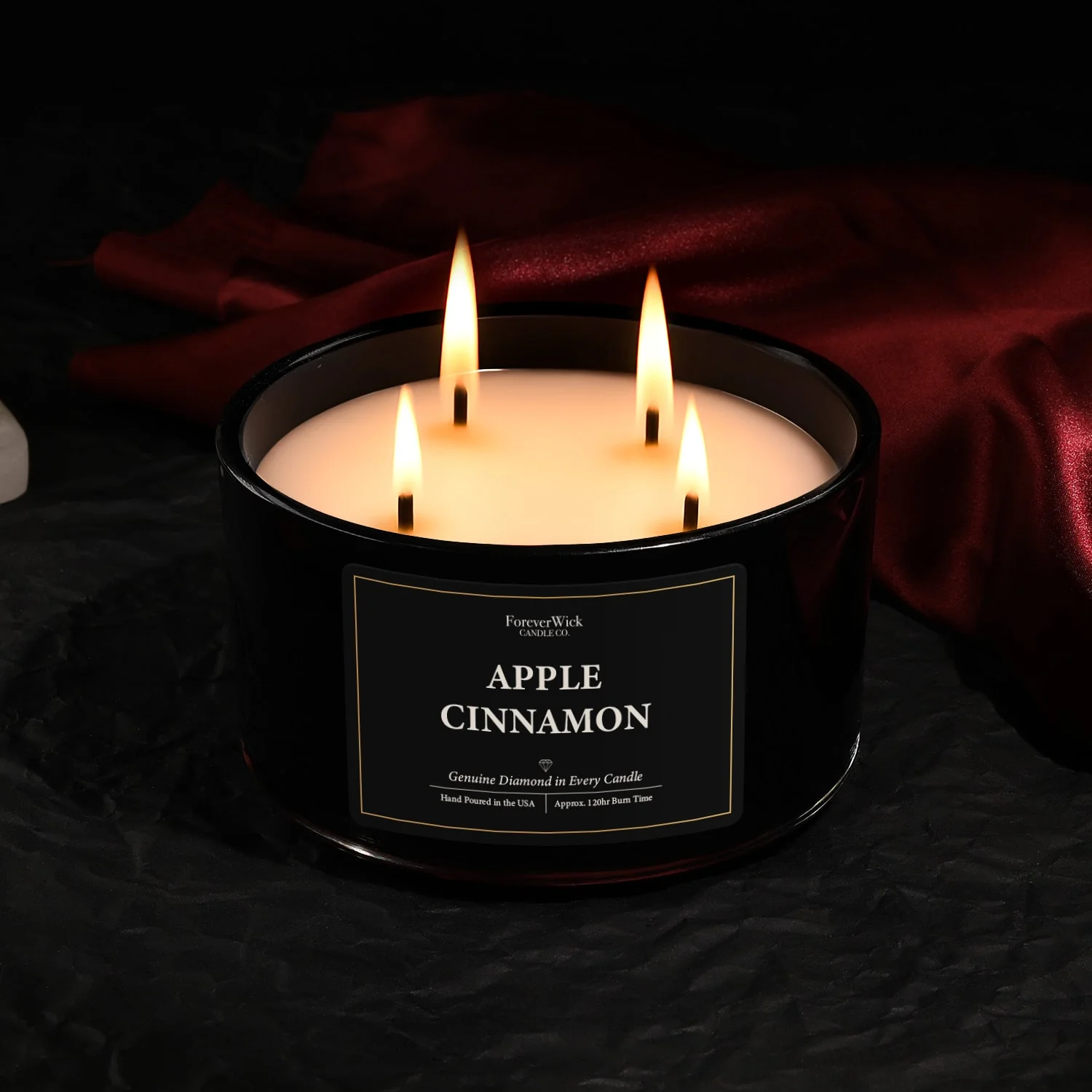 Apple Cinnamon 4 Wick Candle + 3 Diamonds Inside - Image 5