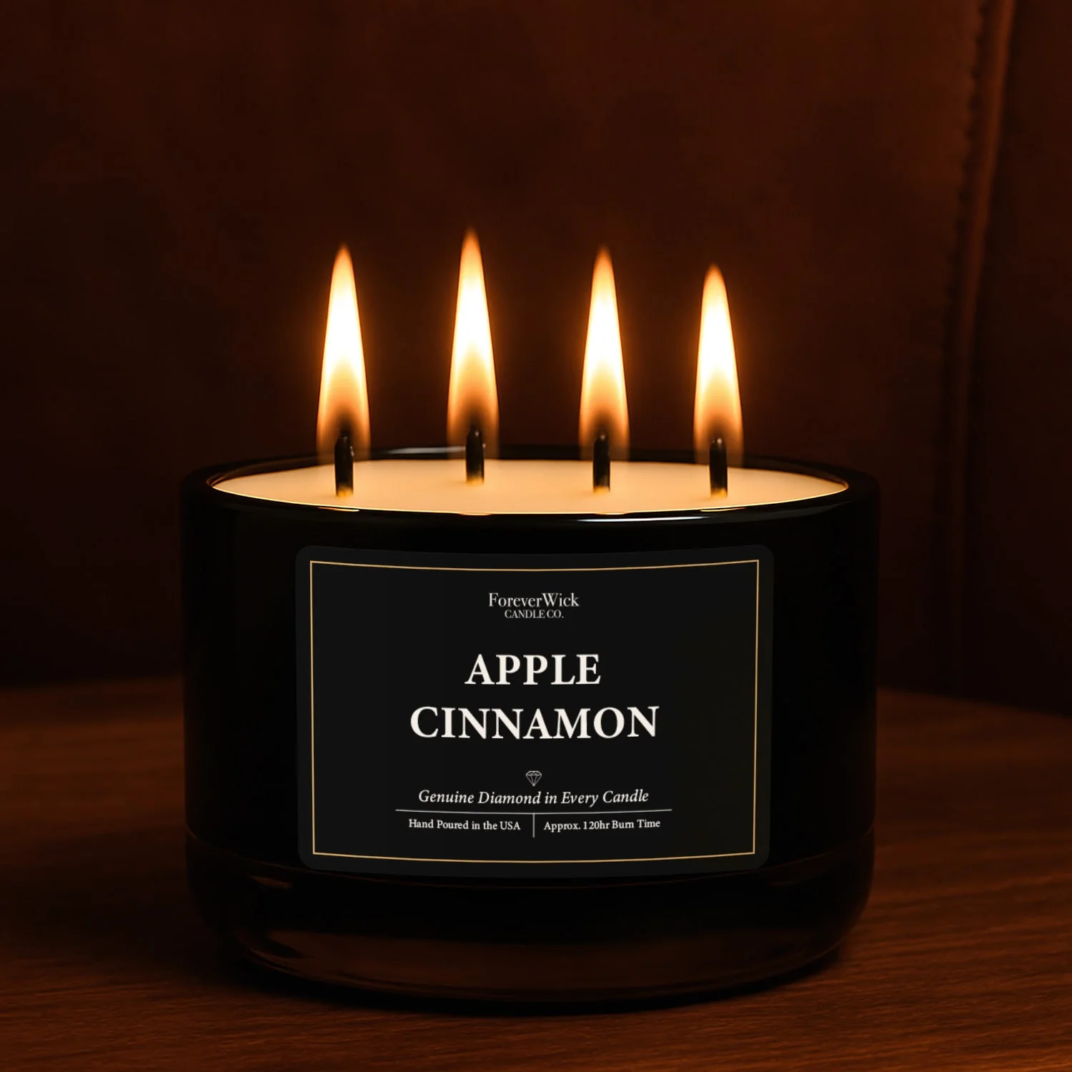 Apple Cinnamon 4 Wick Candle + 3 Diamonds Inside - Image 6