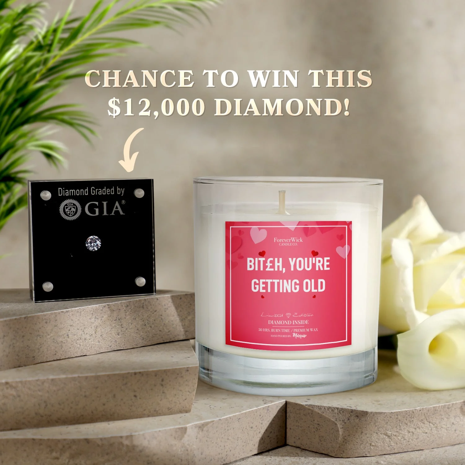 B*tch You're Getting Old Diamond Candle - Image 4