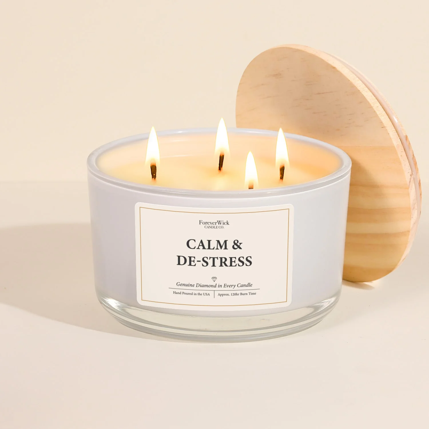 Calm & De-stress 4 Wick Candle + 3 Diamonds Inside - Image 4