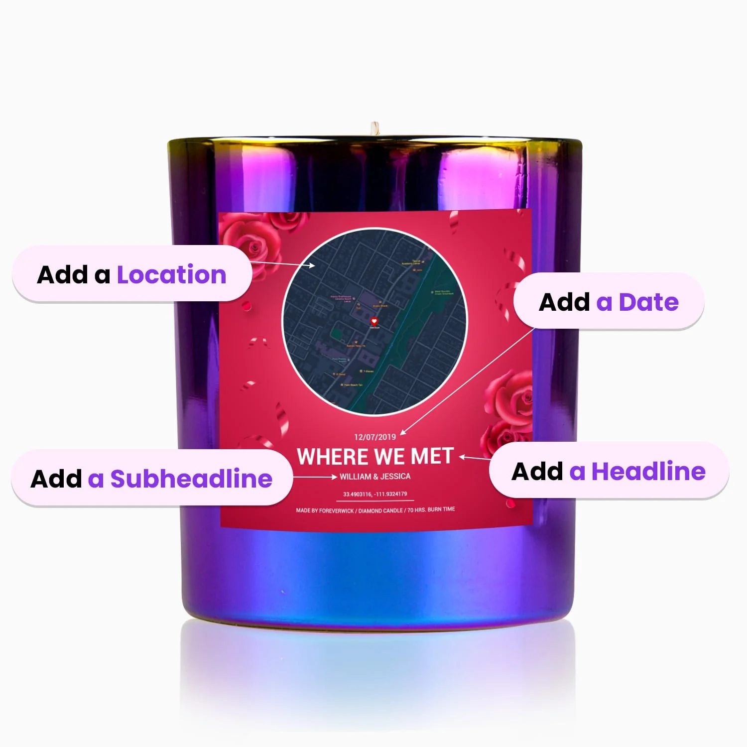 First Date Custom Diamond Candle - Image 3