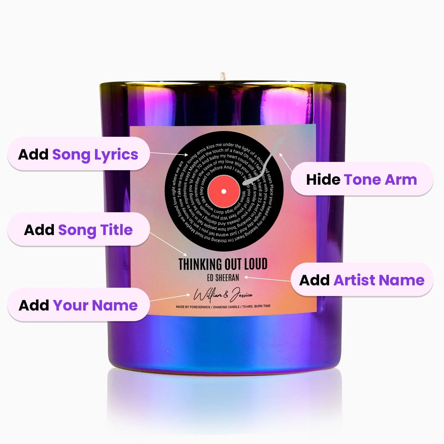 Our First Song - Couples Custom Diamond Candle - Image 3