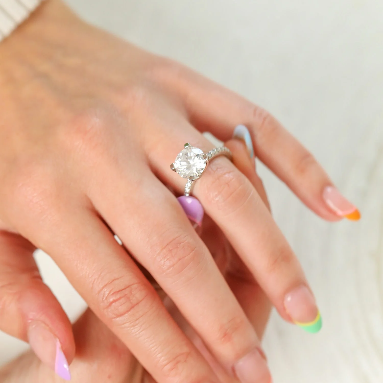 Four Prong Solitaire Lab Grown Diamond Ring (100 Diamonds) - Image 4