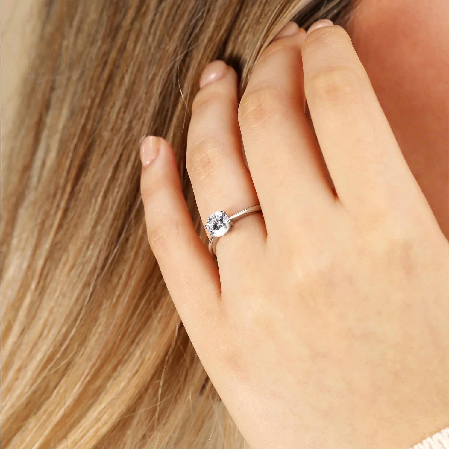 Four Prong Solitaire Lab Grown Diamond Ring (50 Diamonds) - Image 4