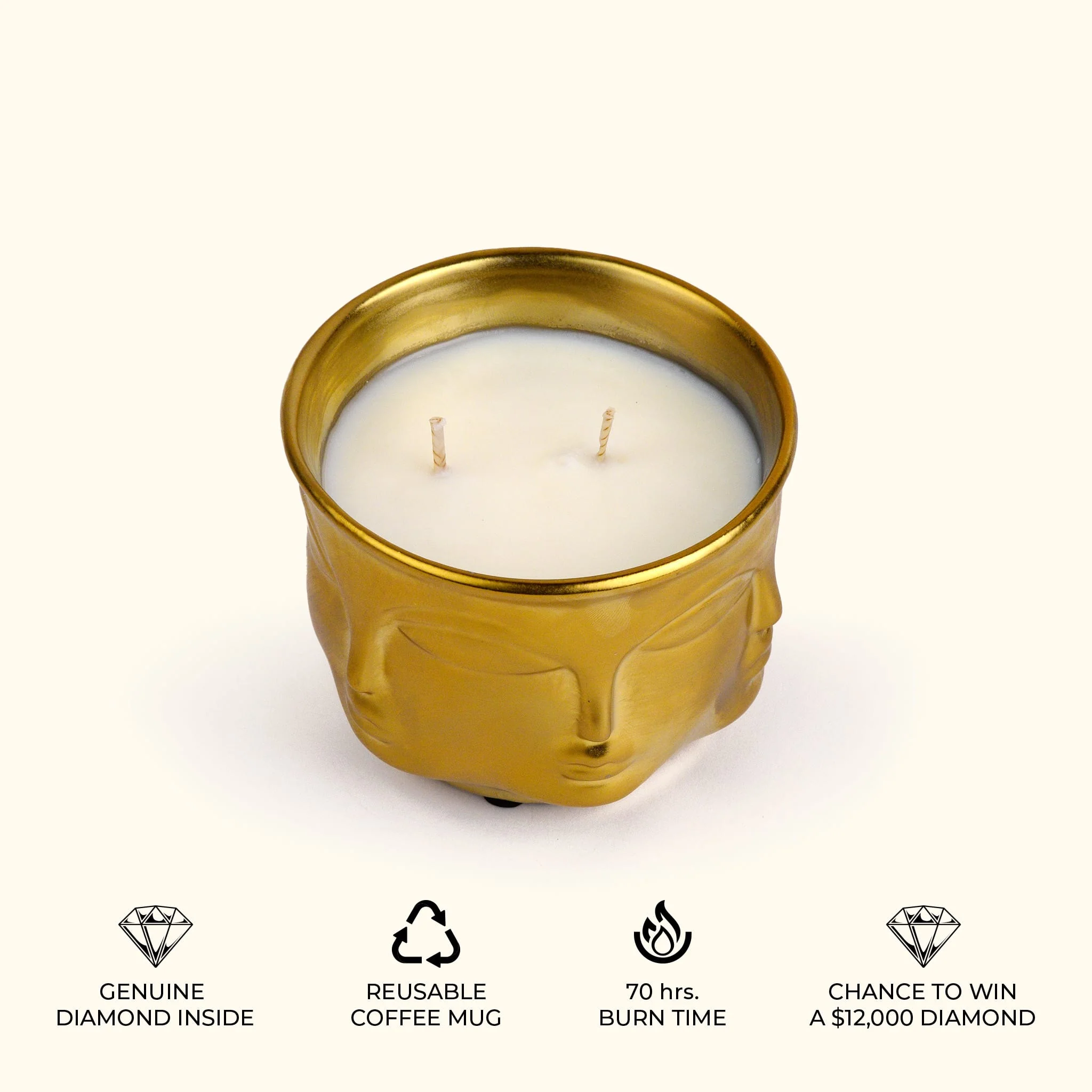 Golden Enlightenment: Buddha Head Dual Wick Candle + .10ct Diamond - Image 7