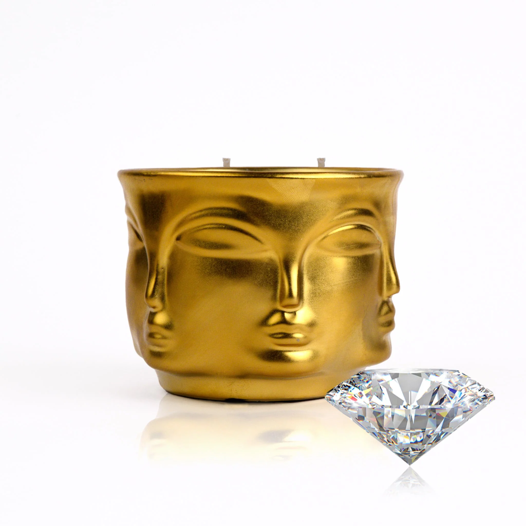 Golden Enlightenment: Buddha Head Dual Wick Candle + .10ct Diamond - Image 8