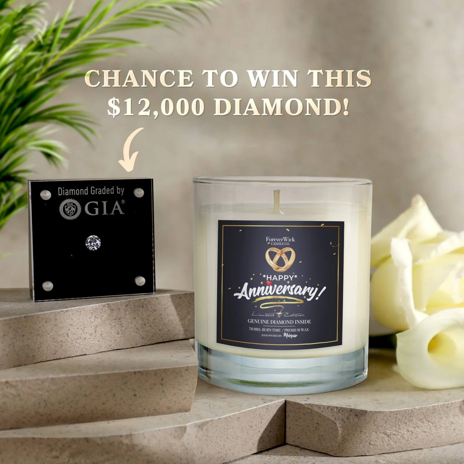 Happy Anniversary Diamond Candle - Image 4