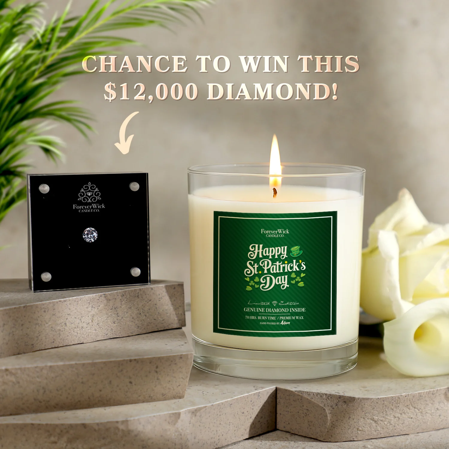 Happy St. Patrick’s Day Diamond Candle - Image 3