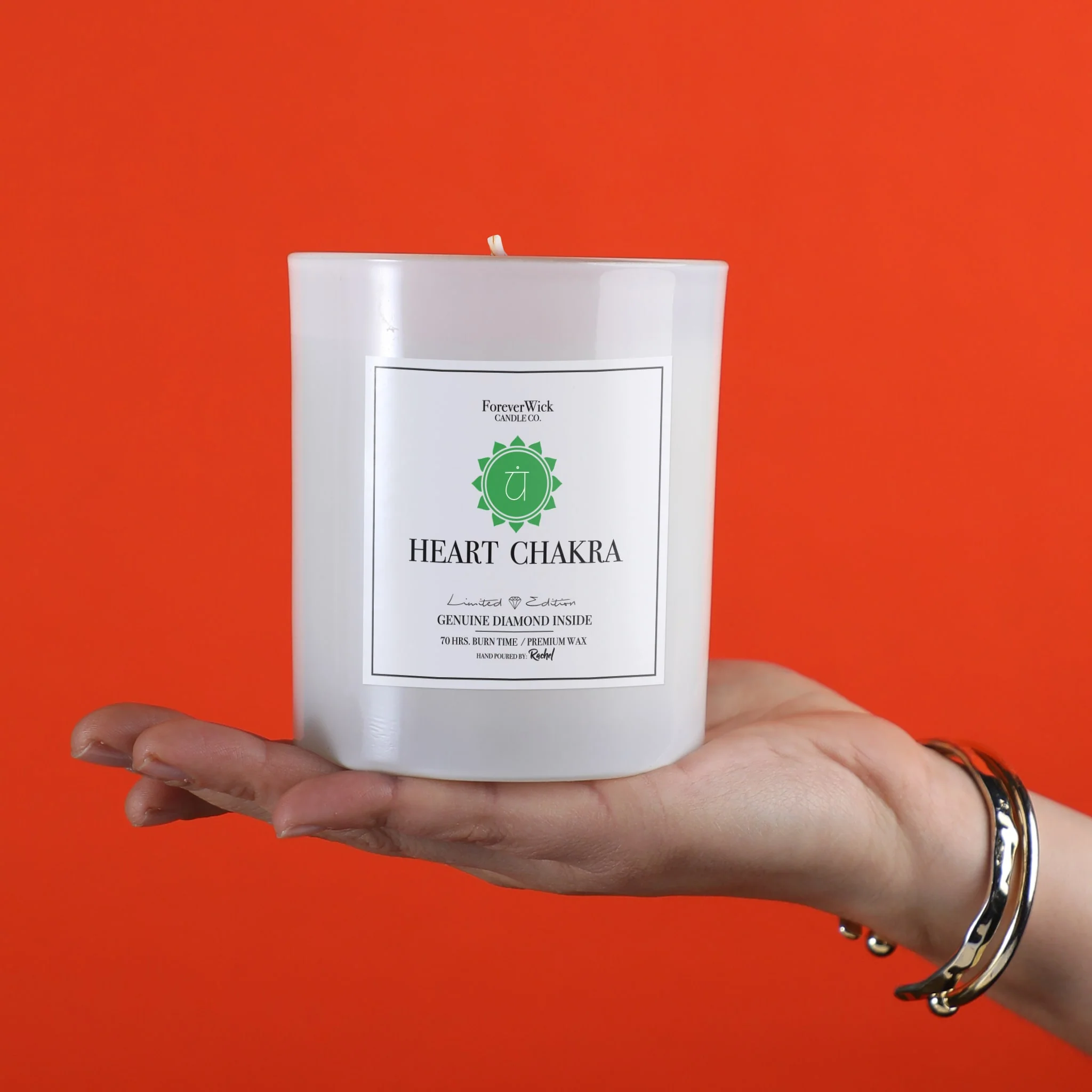 Heart Chakra - Crystal & Diamond Candle - Image 6