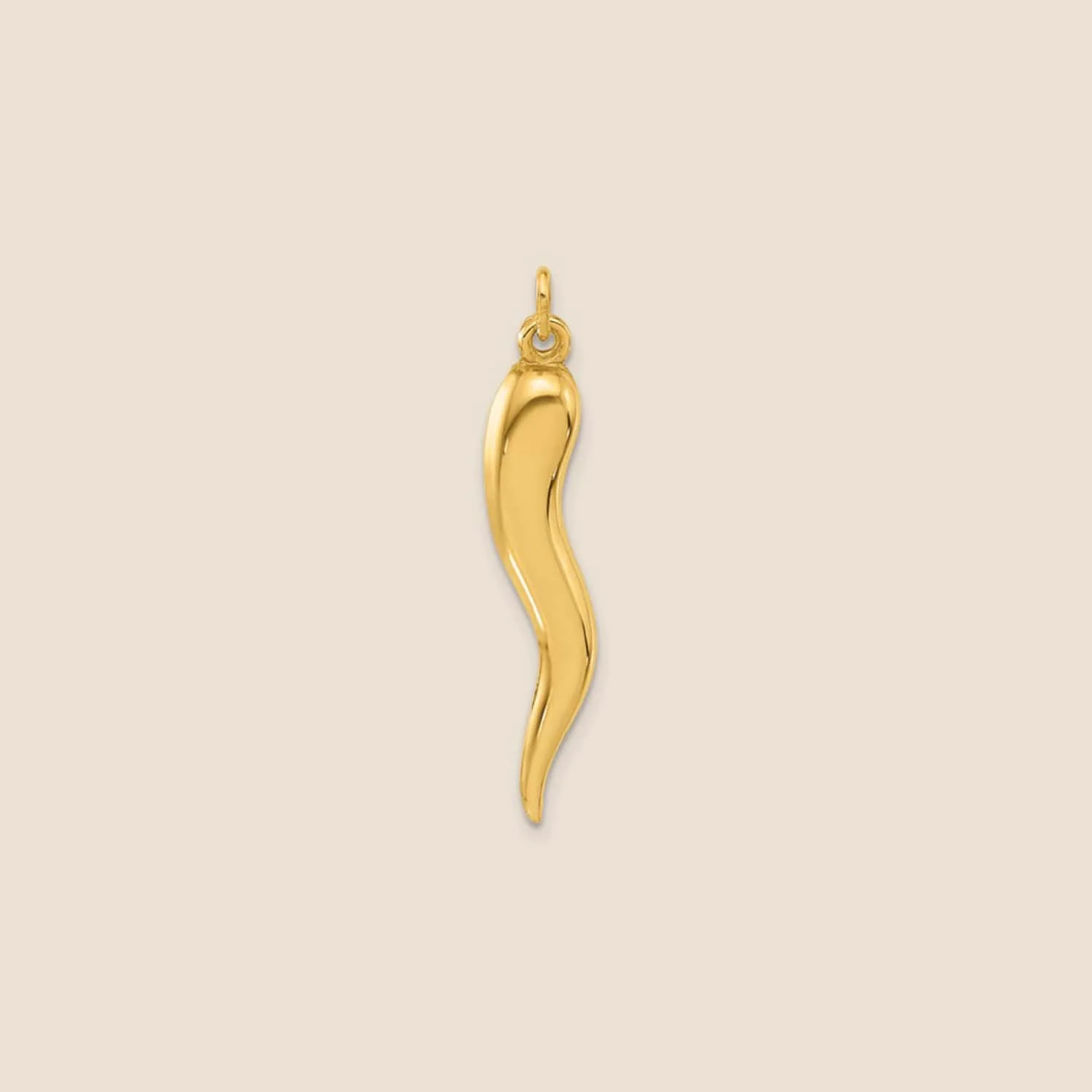 14K Gold Italian Horn Pendant - Image 2