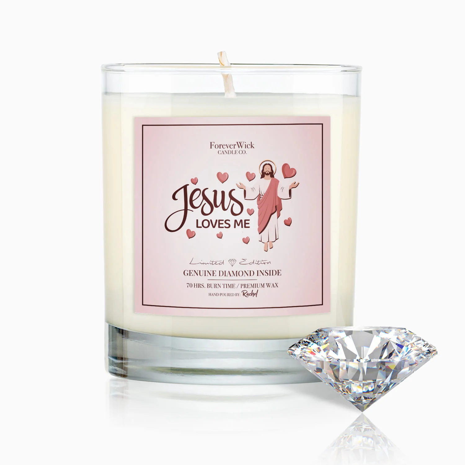 Jesus Loves Me Diamond Candle