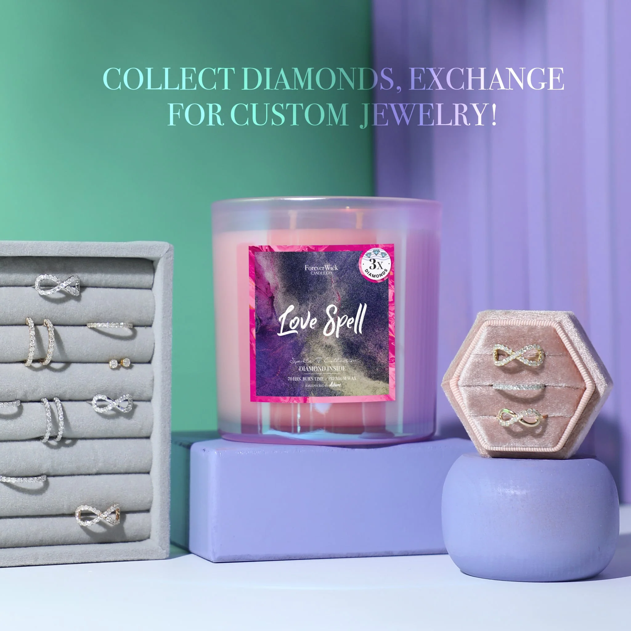 Love Spell 3 Diamond Candle - Image 4