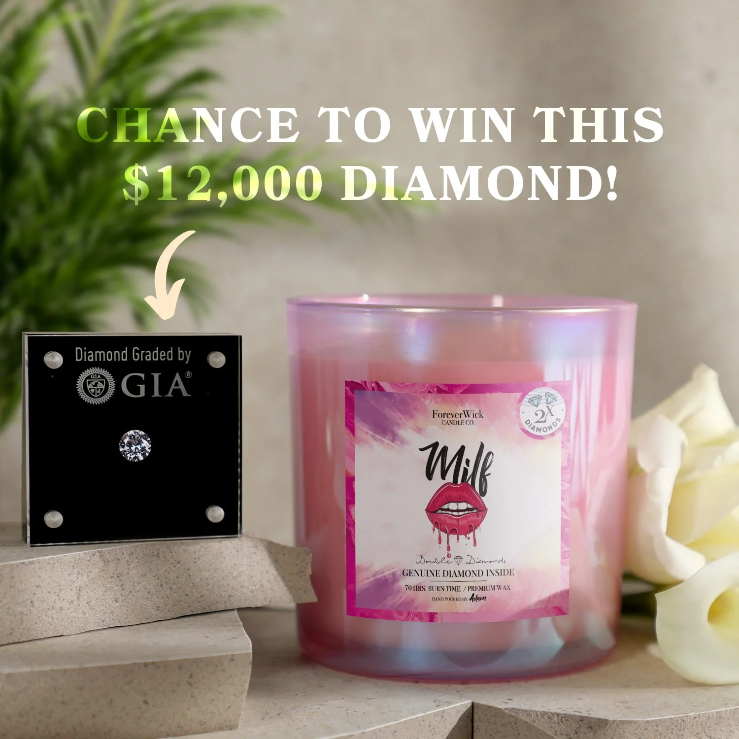 MILF Double Diamond Sparkle Candle - Image 3