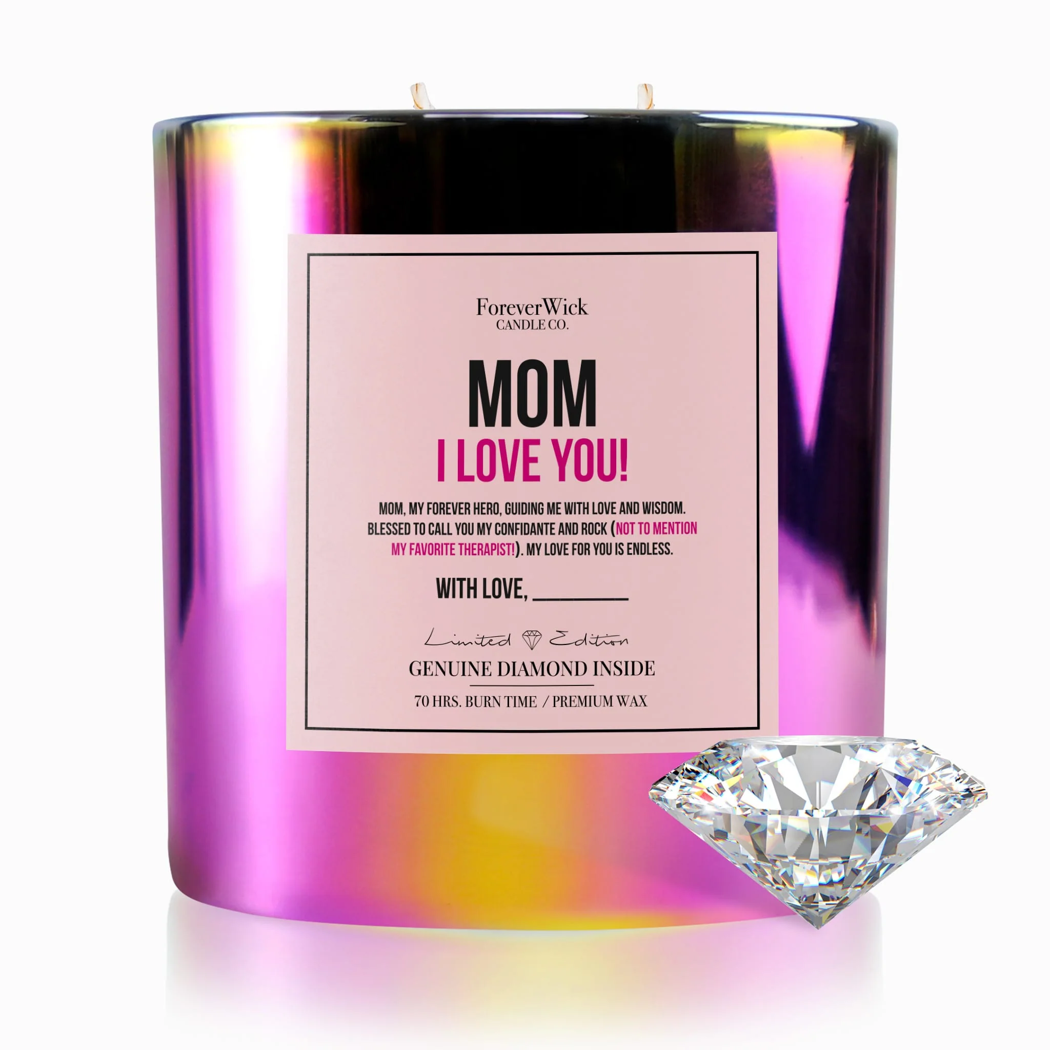Mom I Love You Sparkle Diamond Candle - Image 7