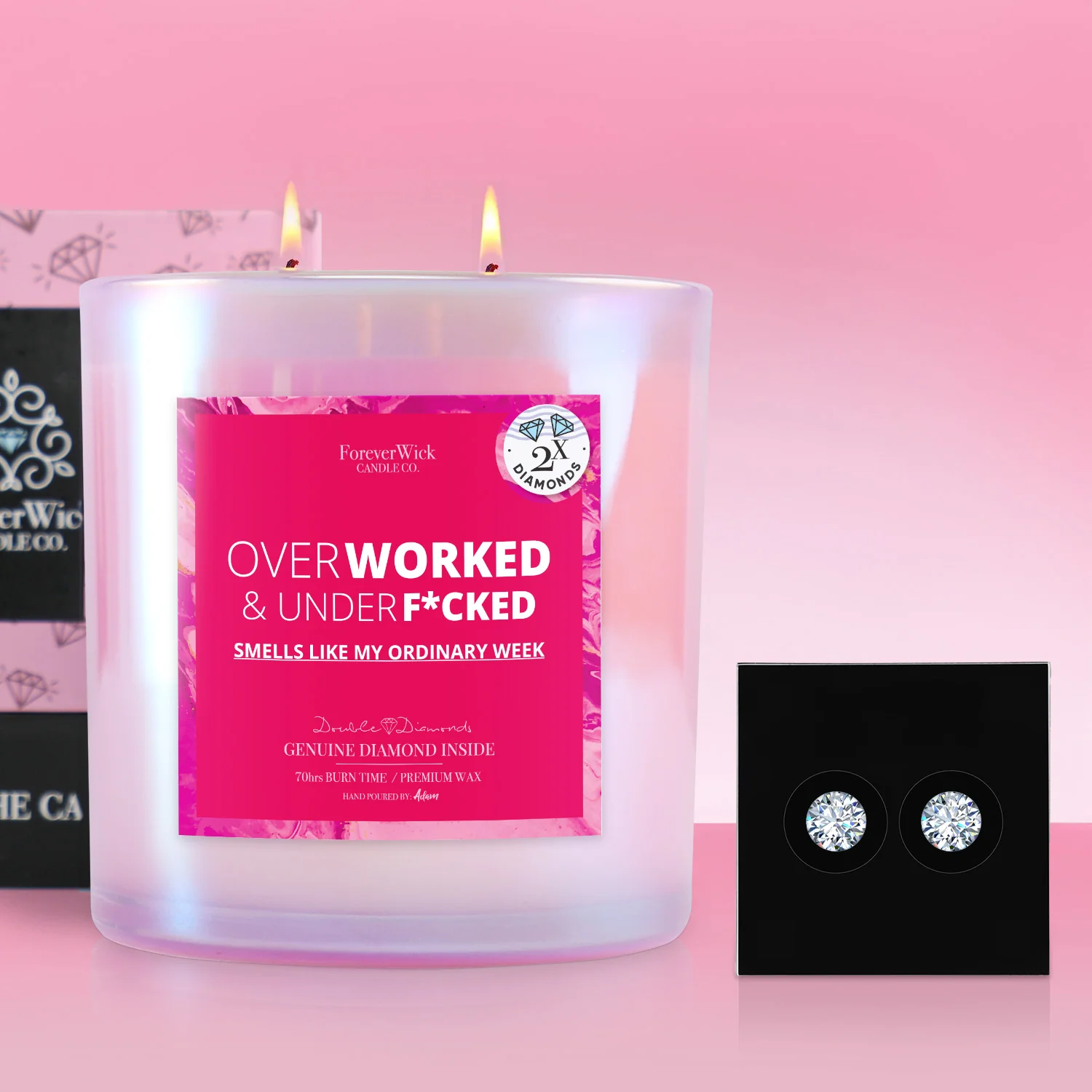 Overworked & UnderF*cked Double Diamond Sparkle Candle - Image 7