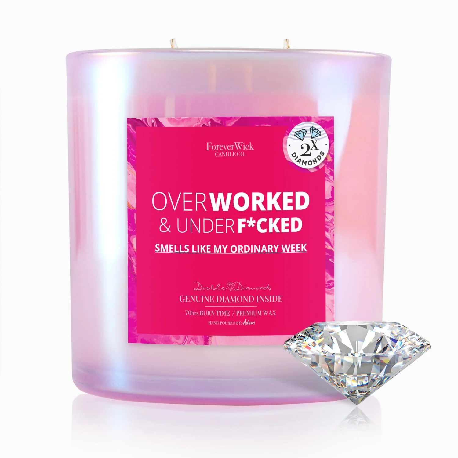 Overworked & UnderF*cked Double Diamond Sparkle Candle - Image 8