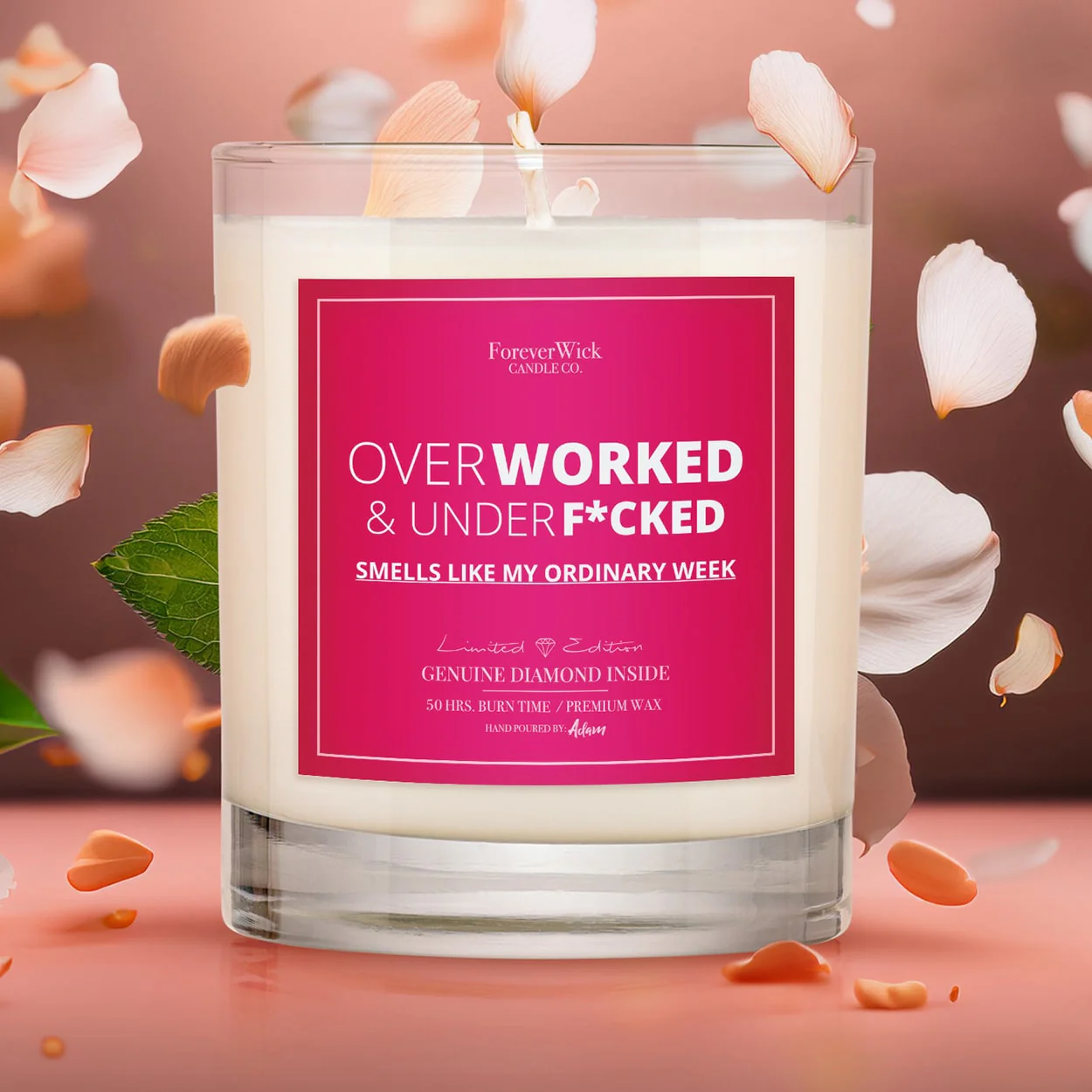 Overworked & UnderF*cked Diamond Candle - Image 4