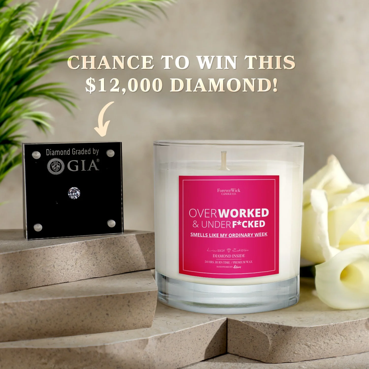 Overworked & UnderF*cked Diamond Candle - Image 5