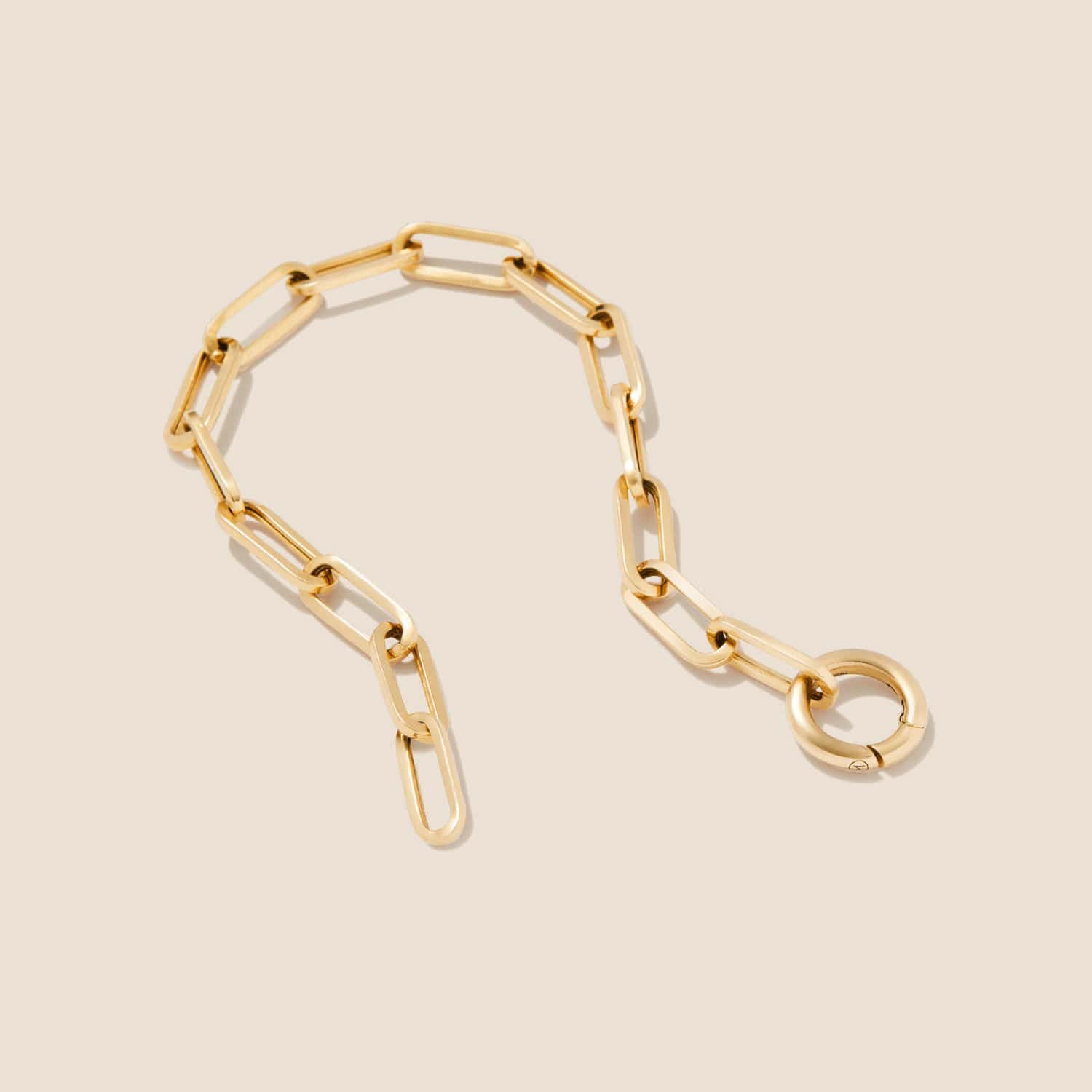 14K Yellow Gold Paperclip Chain Charm Bracelet (7.5 inches) - Image 2