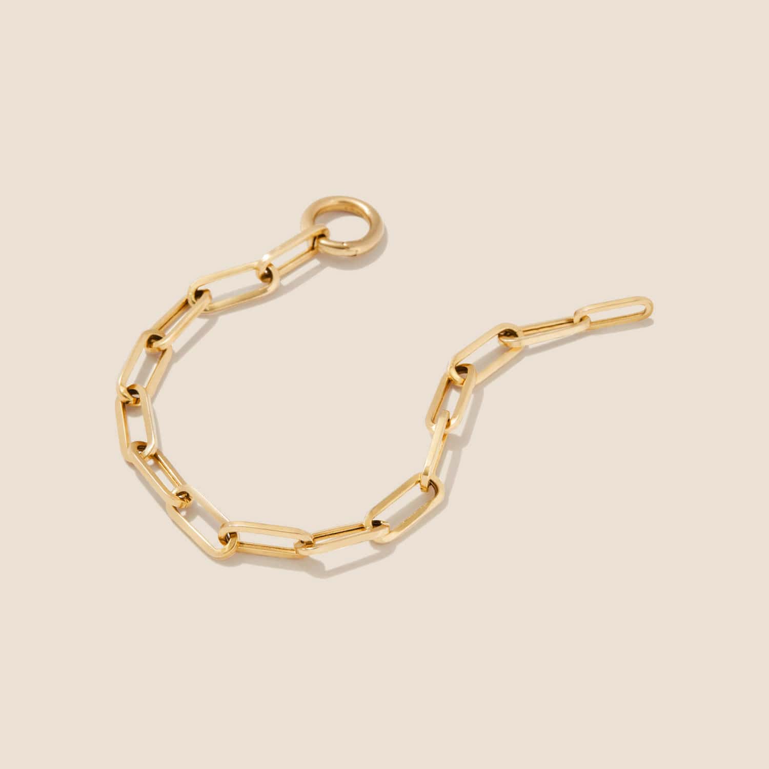 14K Yellow Gold Paperclip Chain Charm Bracelet (7.5 inches) - Image 3