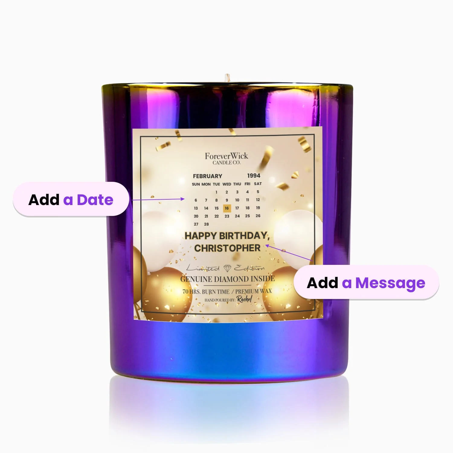 Personalized Birthday Diamond Candle - Image 3