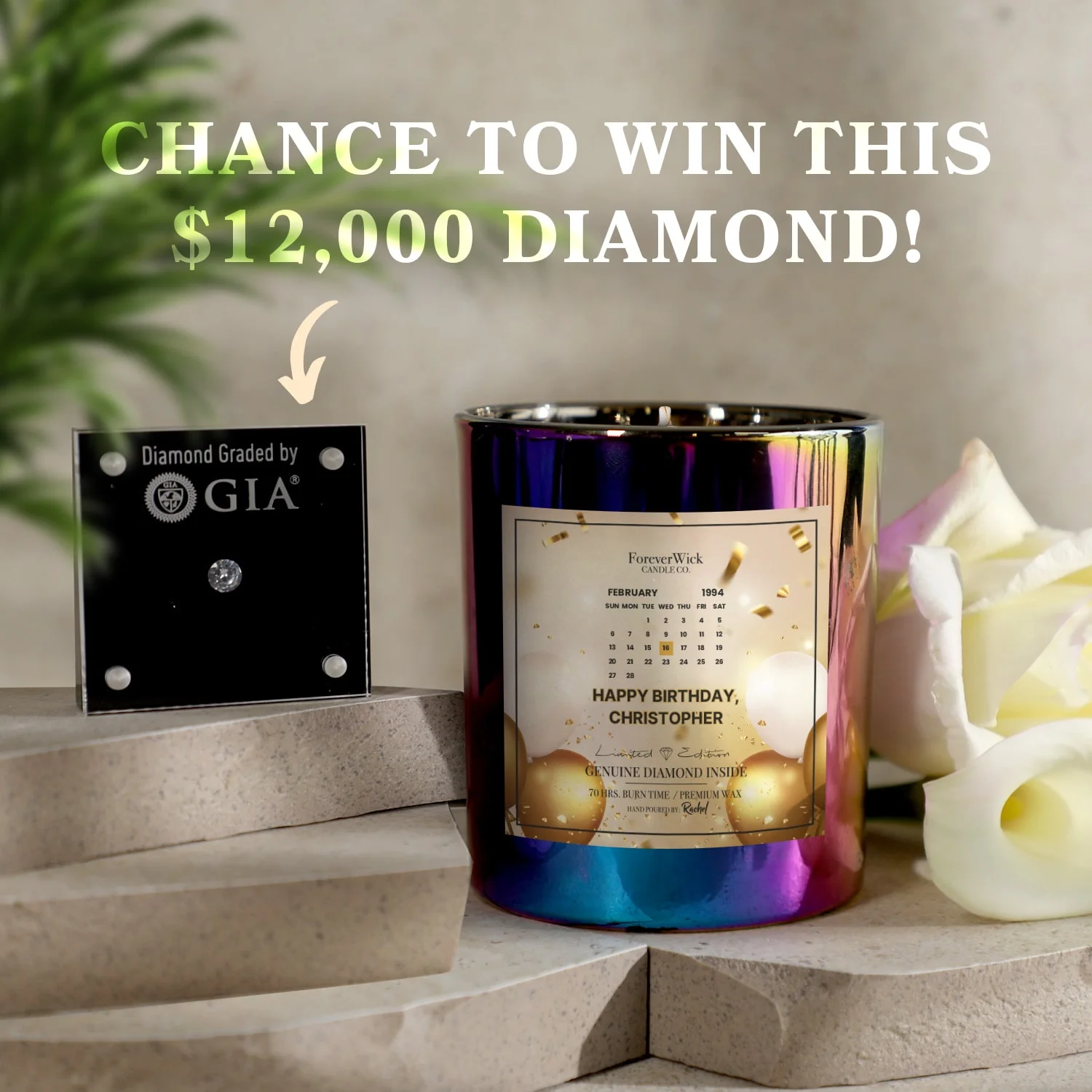Personalized Birthday Diamond Candle - Image 5