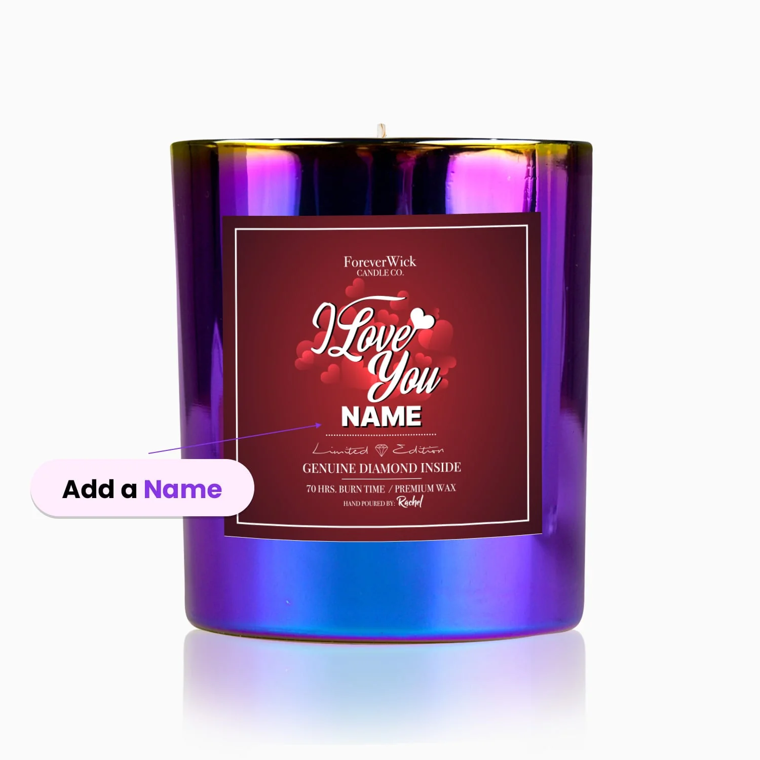 Personalized I Love You Diamond Candle - Image 3