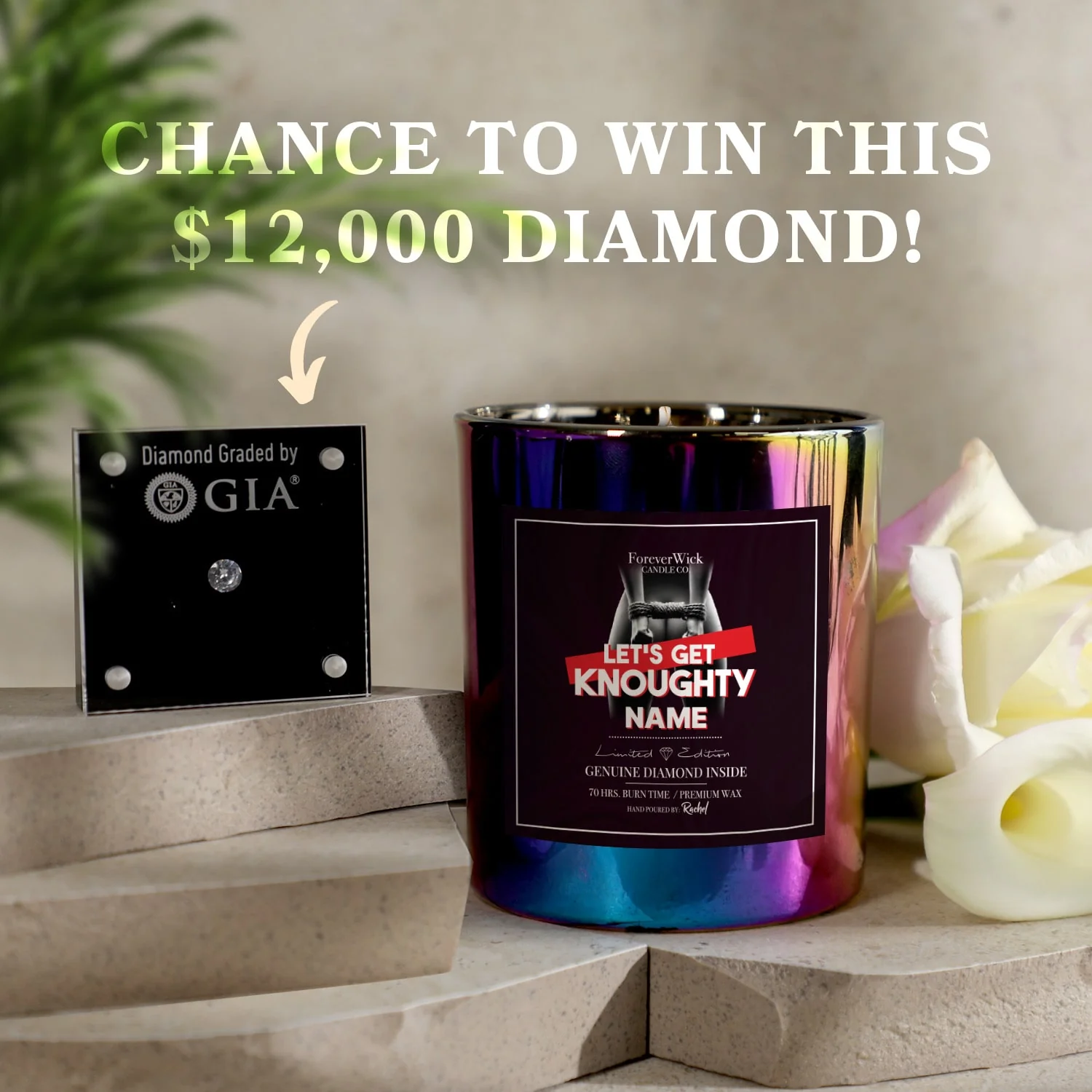 Personalized Let's Get Knoughty Diamond Candle - Image 5