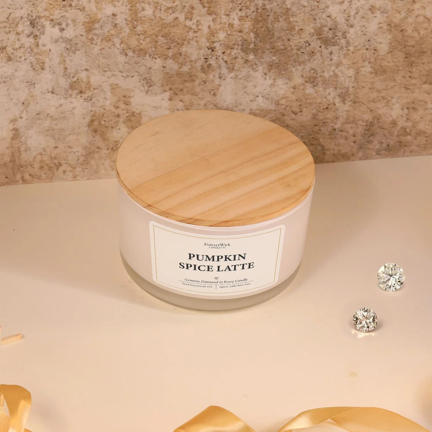 Pumpkin Spice Latte 4 Wick Candle + 3 Diamonds Inside - Image 6