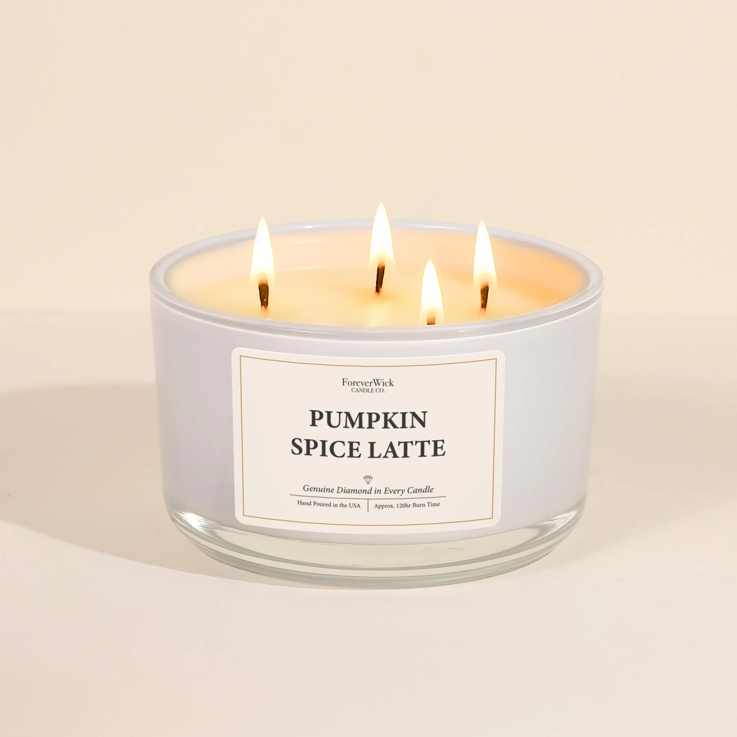 Pumpkin Spice Latte 4 Wick Candle + 3 Diamonds Inside - Image 7