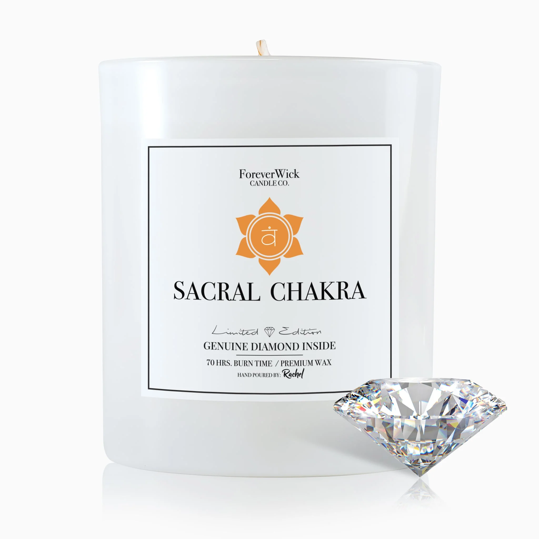 Sacral Chakra - Crystal & Diamond Candle - Image 3