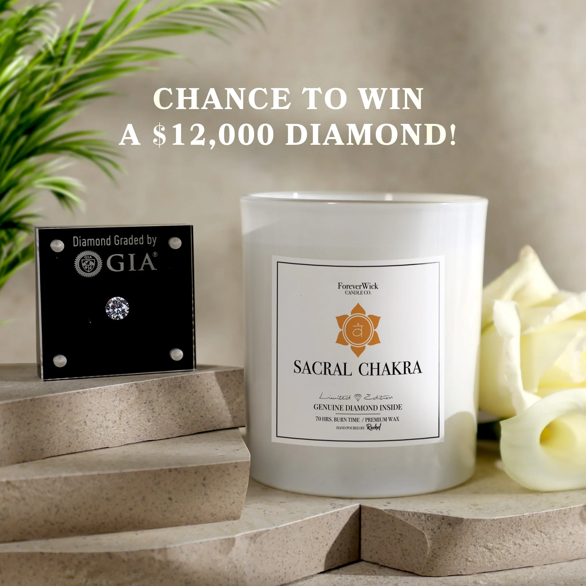 Sacral Chakra - Crystal & Diamond Candle - Image 5