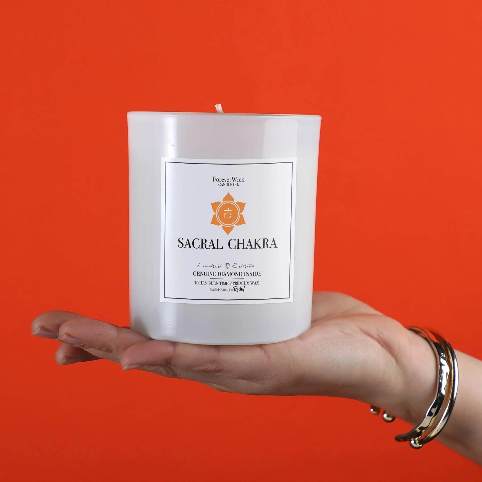 Sacral Chakra - Crystal & Diamond Candle - Image 7