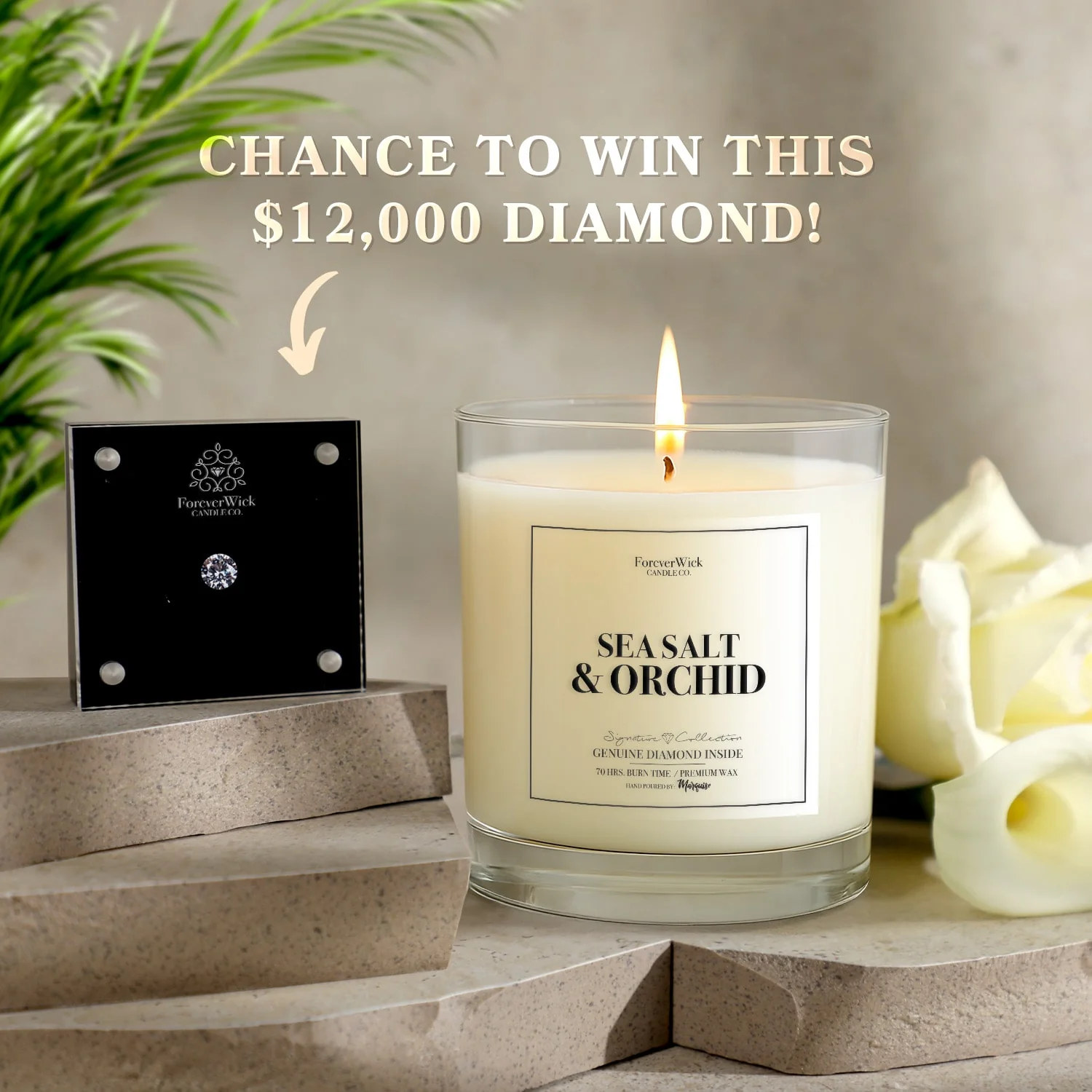 Sea Salt & Orchid Diamond Candle - Image 4