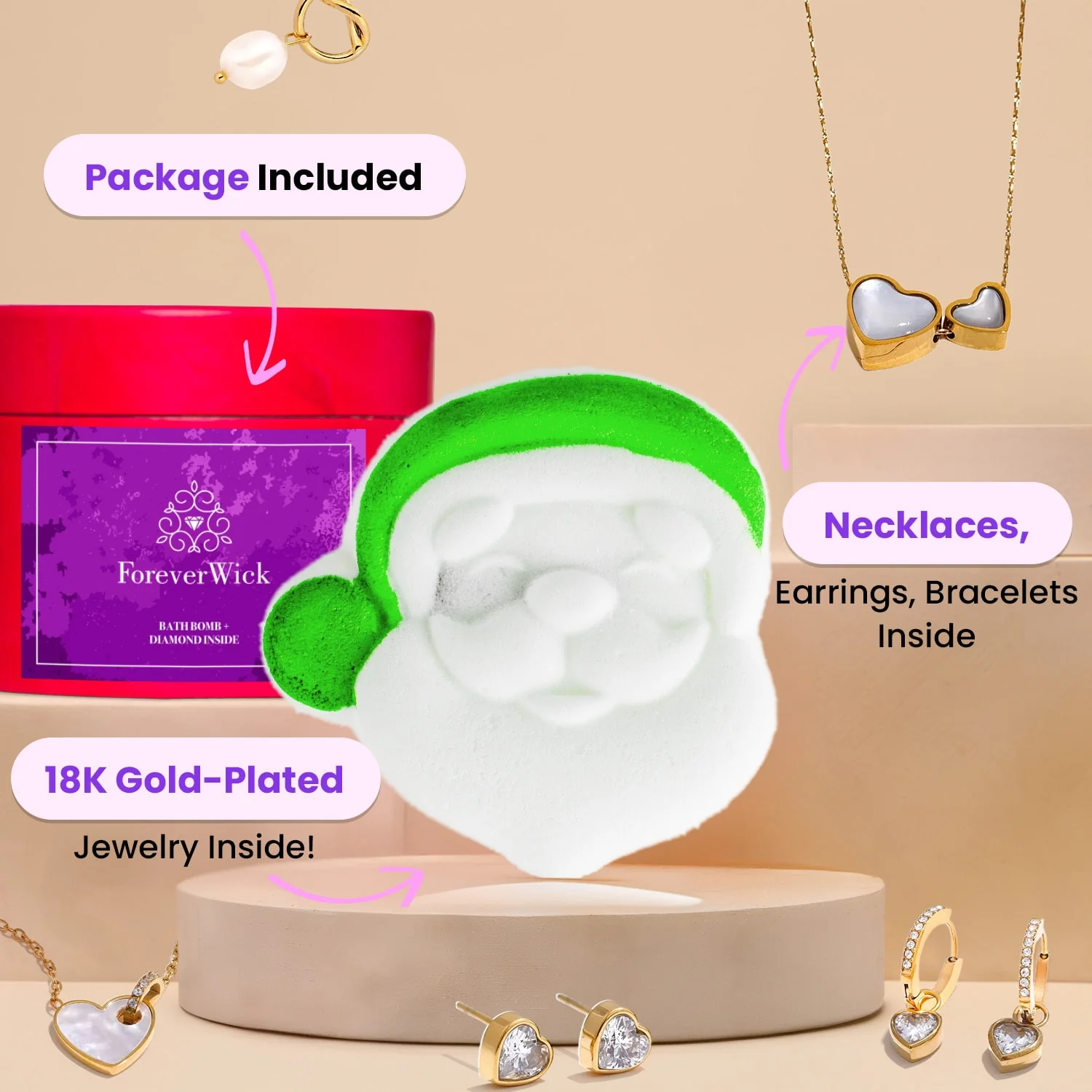 Surprise 18K Gold Jewelry Bath Bomb - Sexy Santa Edition - Image 8