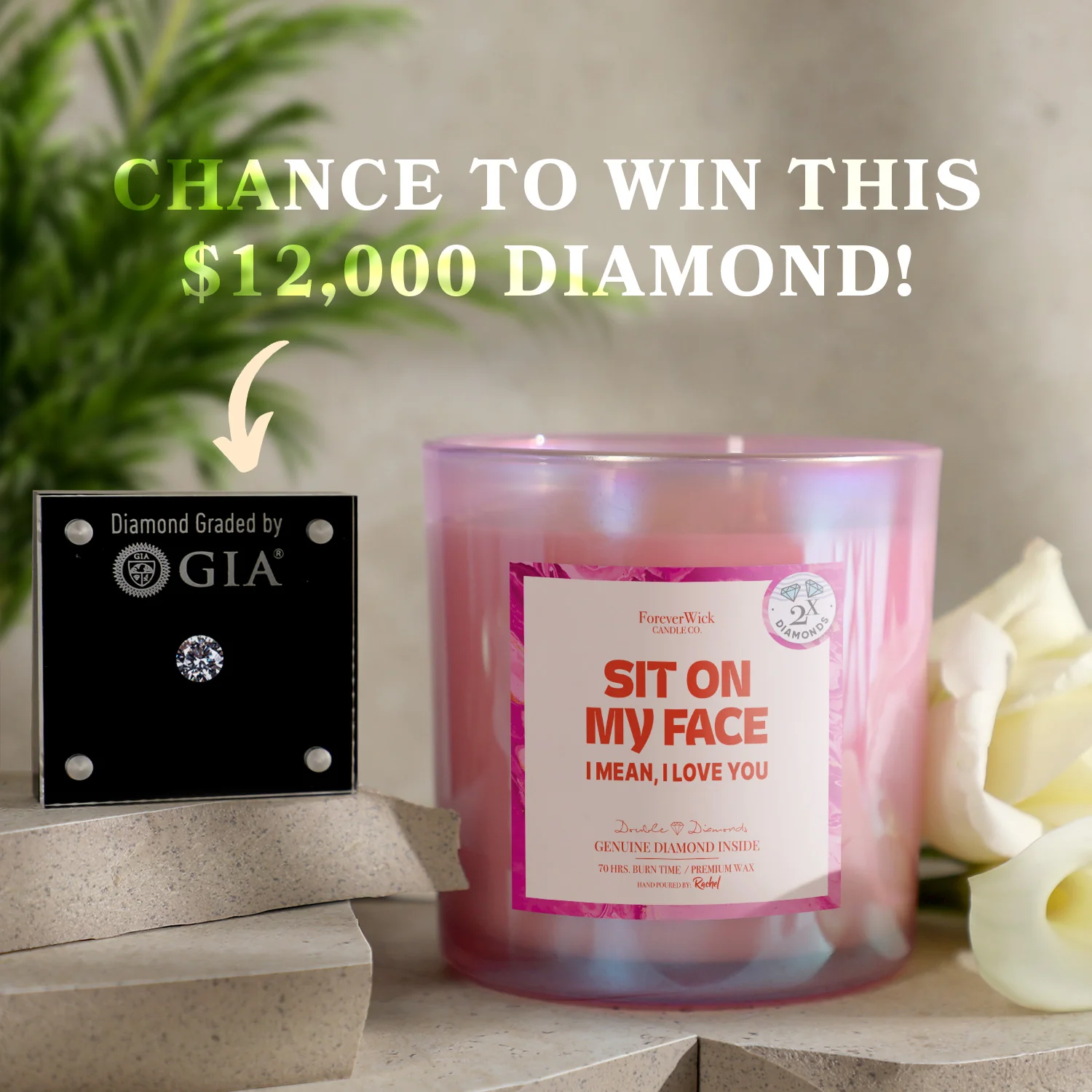 Sit On My Face Double Diamond Sparkle Candle - Image 3