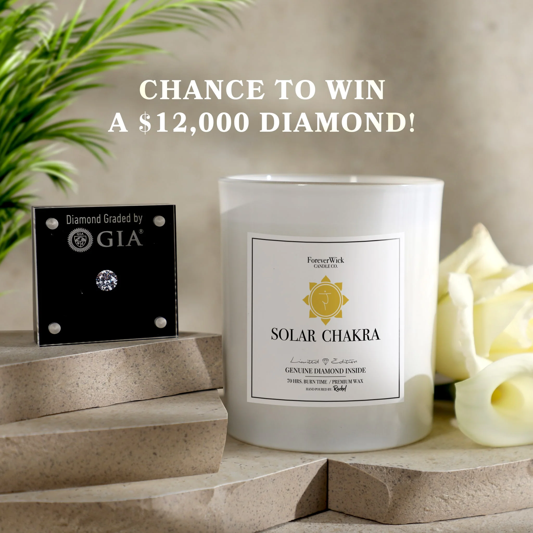 Solar Chakra - Crystal & Diamond Candle - Image 3