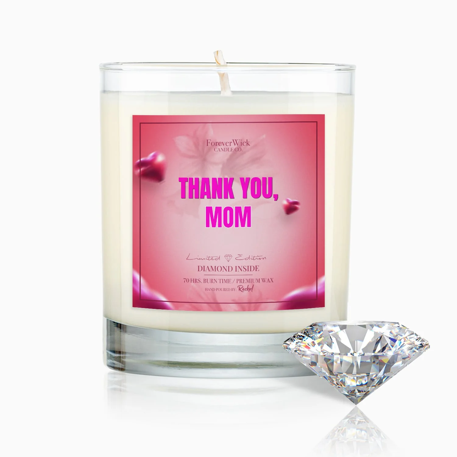 Thank You Mom Diamond Candle