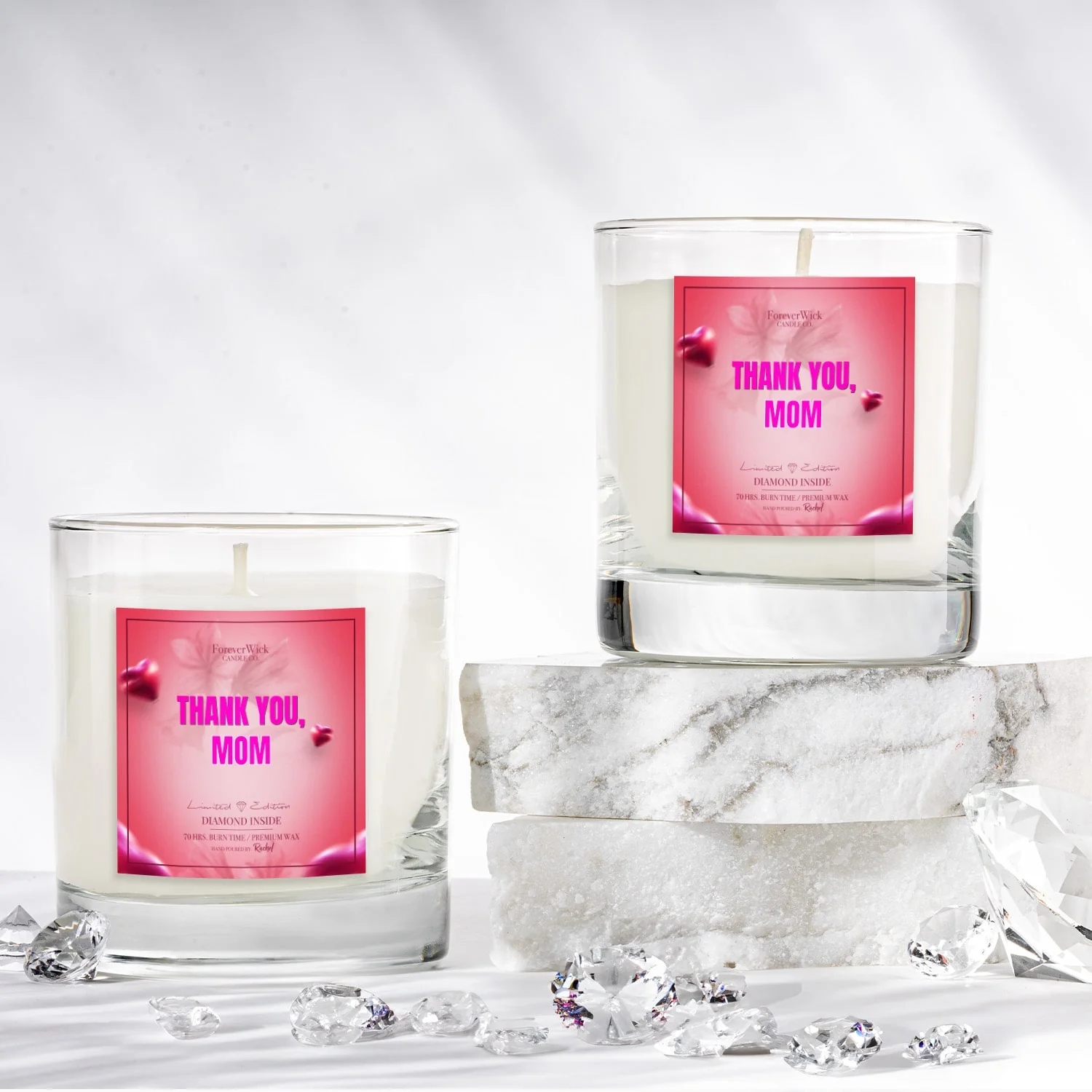 Thank You Mom Diamond Candle - Image 2